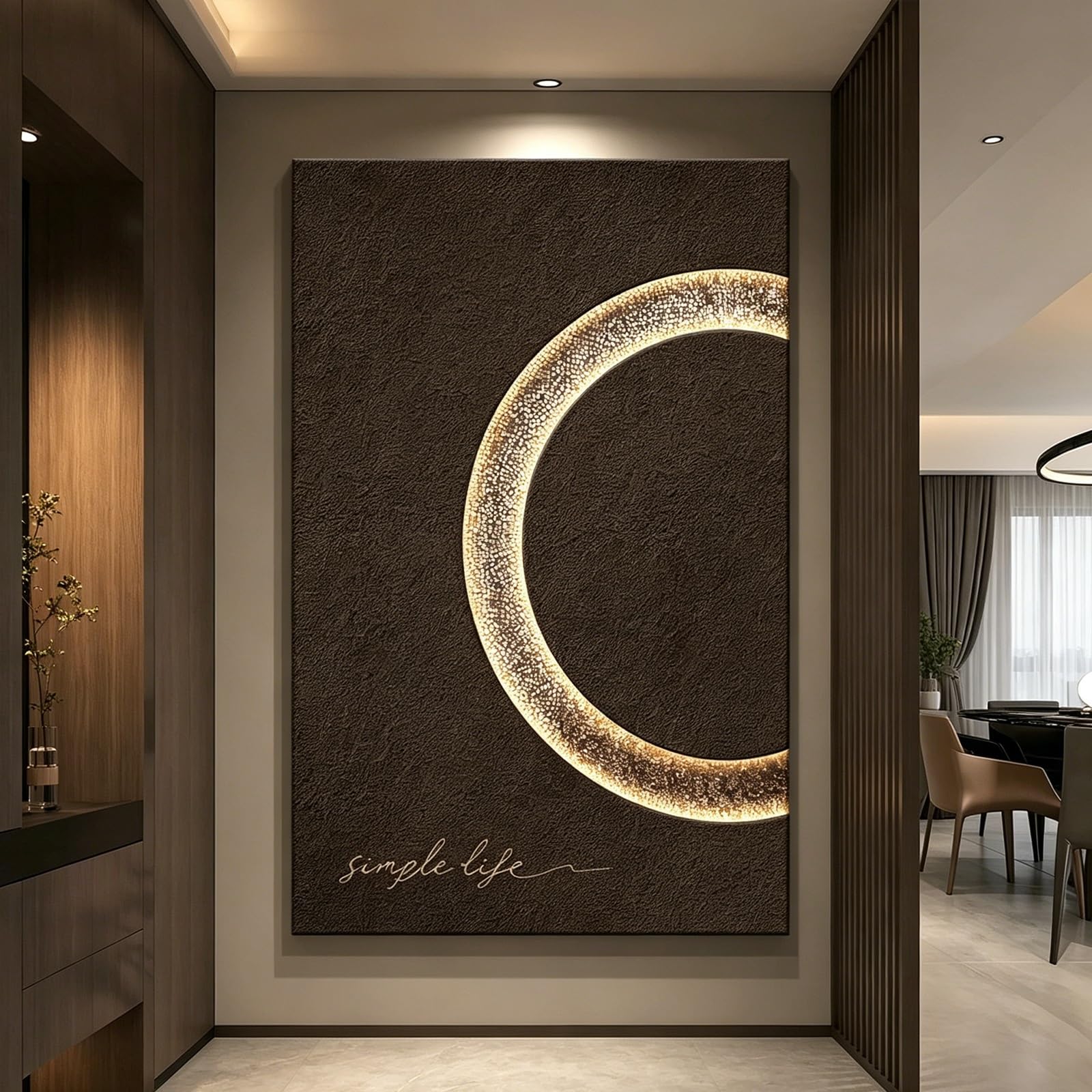 SYXHJTFZ Modern 3D Semicircle Sandstone LED Wall Art Borderless Abstract, Monochrome Lighted Wall Painting Plug In Decor For Living Room Entryway Hallway(B,100 * 150cm/39.4 * 59.1in)