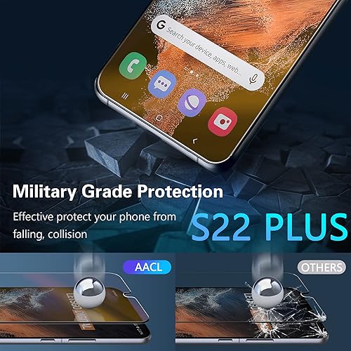 Miniatura 7 de Compatible con huellas dactilares Paquete de 2 Protector de pantalla para Samsung Galaxy S22+ Plus 5G de vidrio templado y Paquete de 2 Protector de