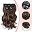 14 Inch Brown Hair Extensions - Wavy Synthetic Clip in Hair Extensions For Women And Girls (Color:Chestnut Brown with Dark Blonde Highlights)