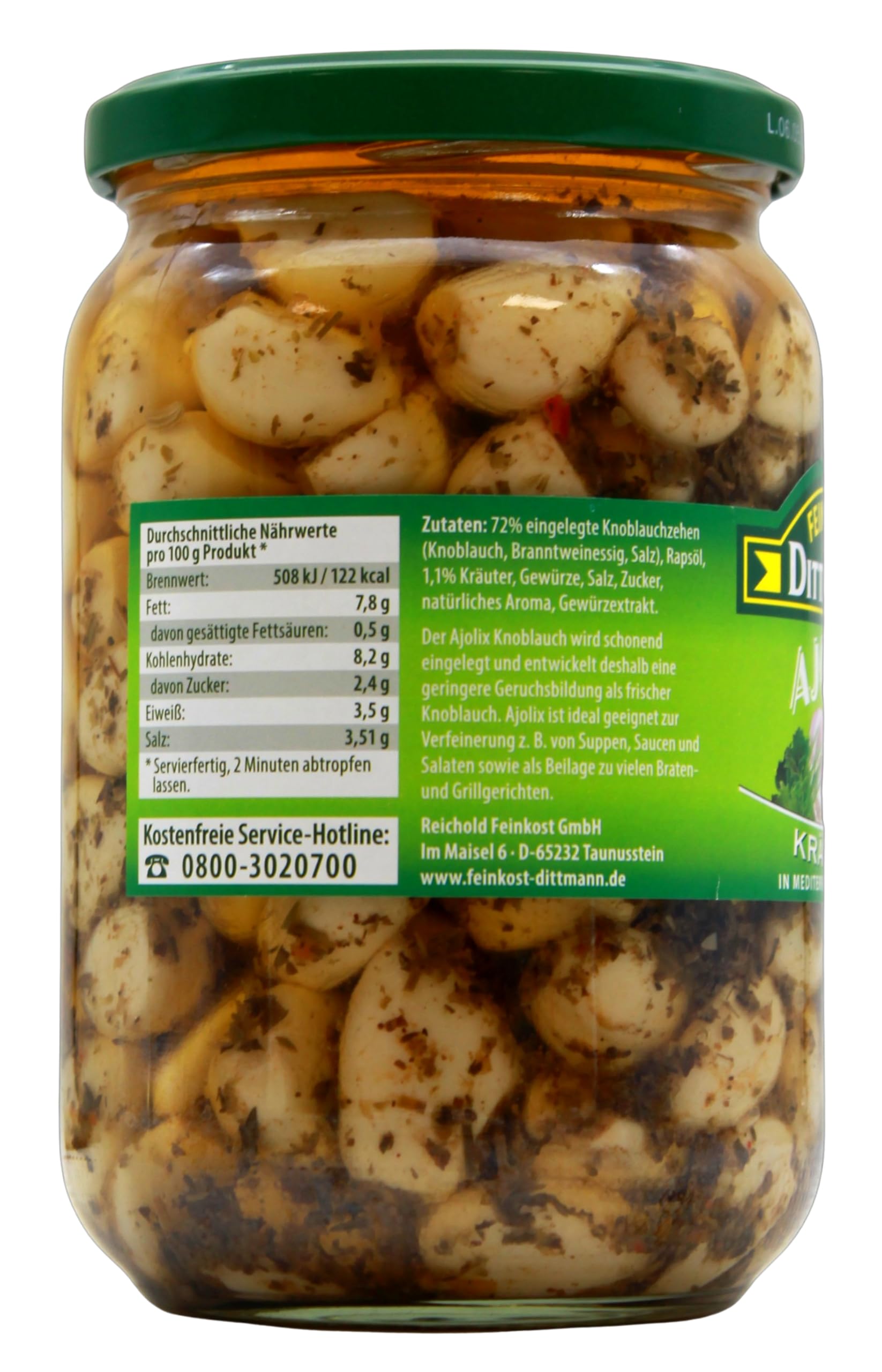 Feinkost Dittmann Ajolix Knoblauch in Kräutermarinade, 6er Pack (6 x 650g)