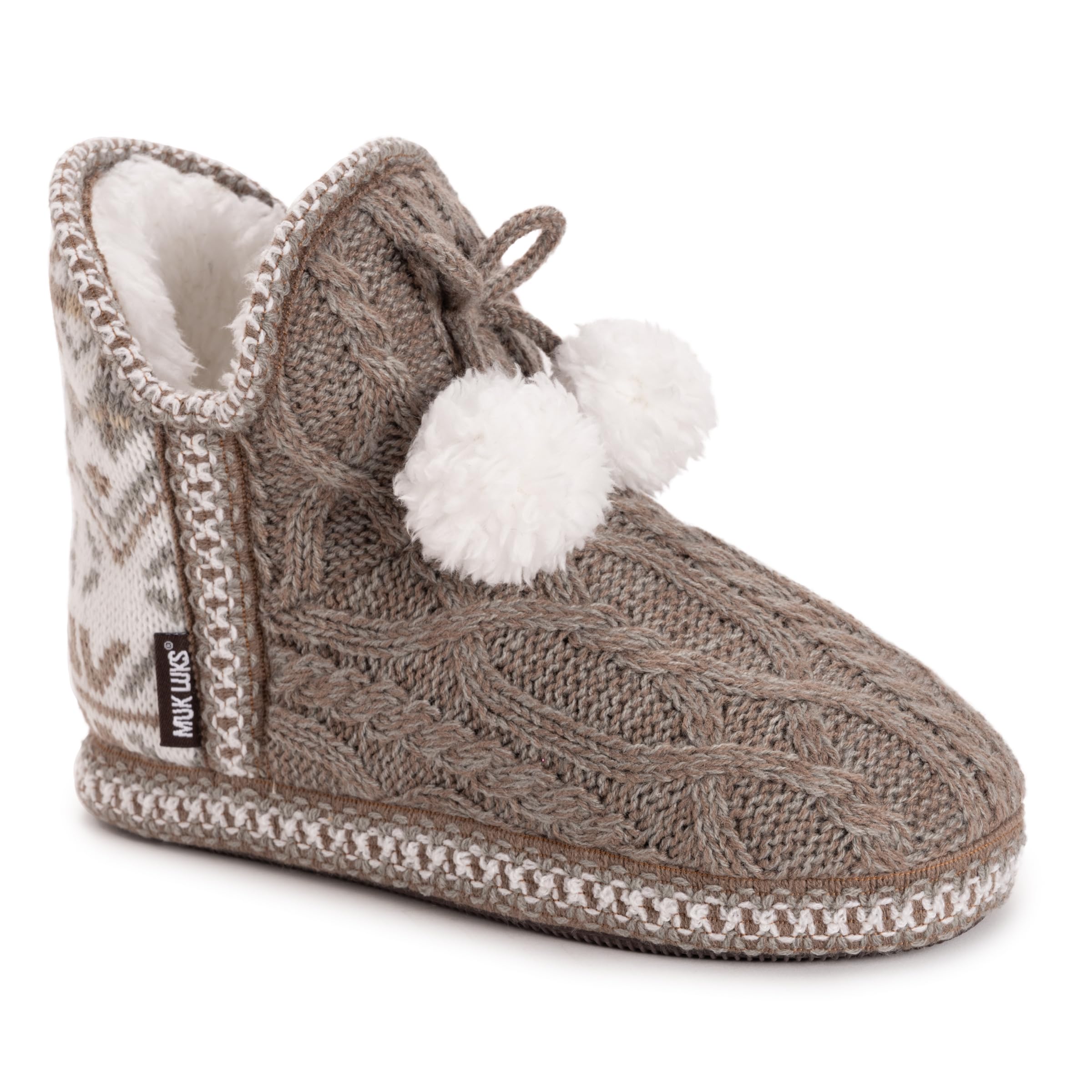 MUK LUKS Women's Amira Slipper, Taupe, Large