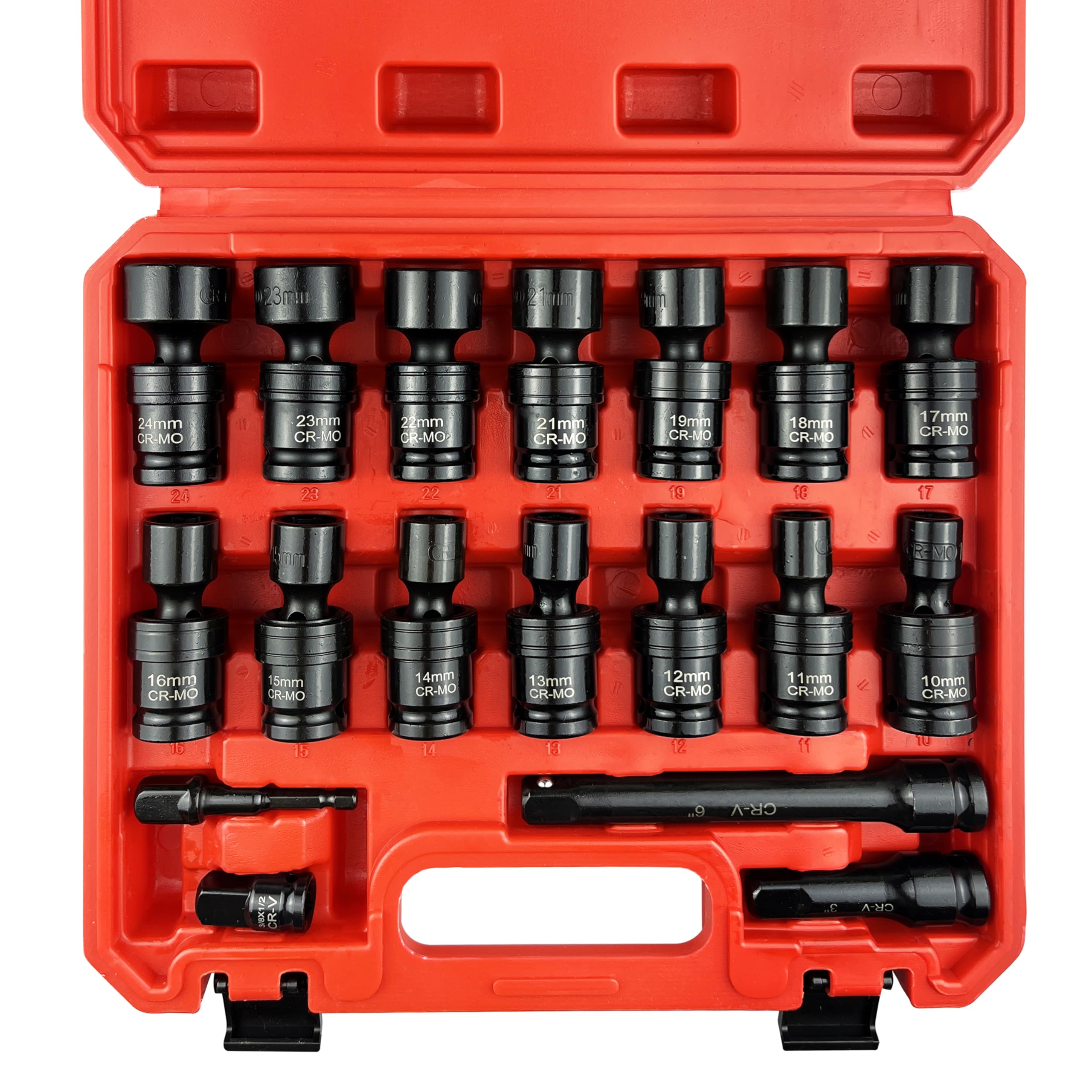 EACELIY 18PCS 1/2 Drive Shallow Universal Impact Socket Set