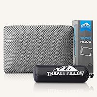 PEUJEW Memory Foam Travel Pillow - Compressible Medium Firm Camping Pillow with Breathable Cover for Hiking, Backpacking, Airplane, Car (Dark Grey, M)