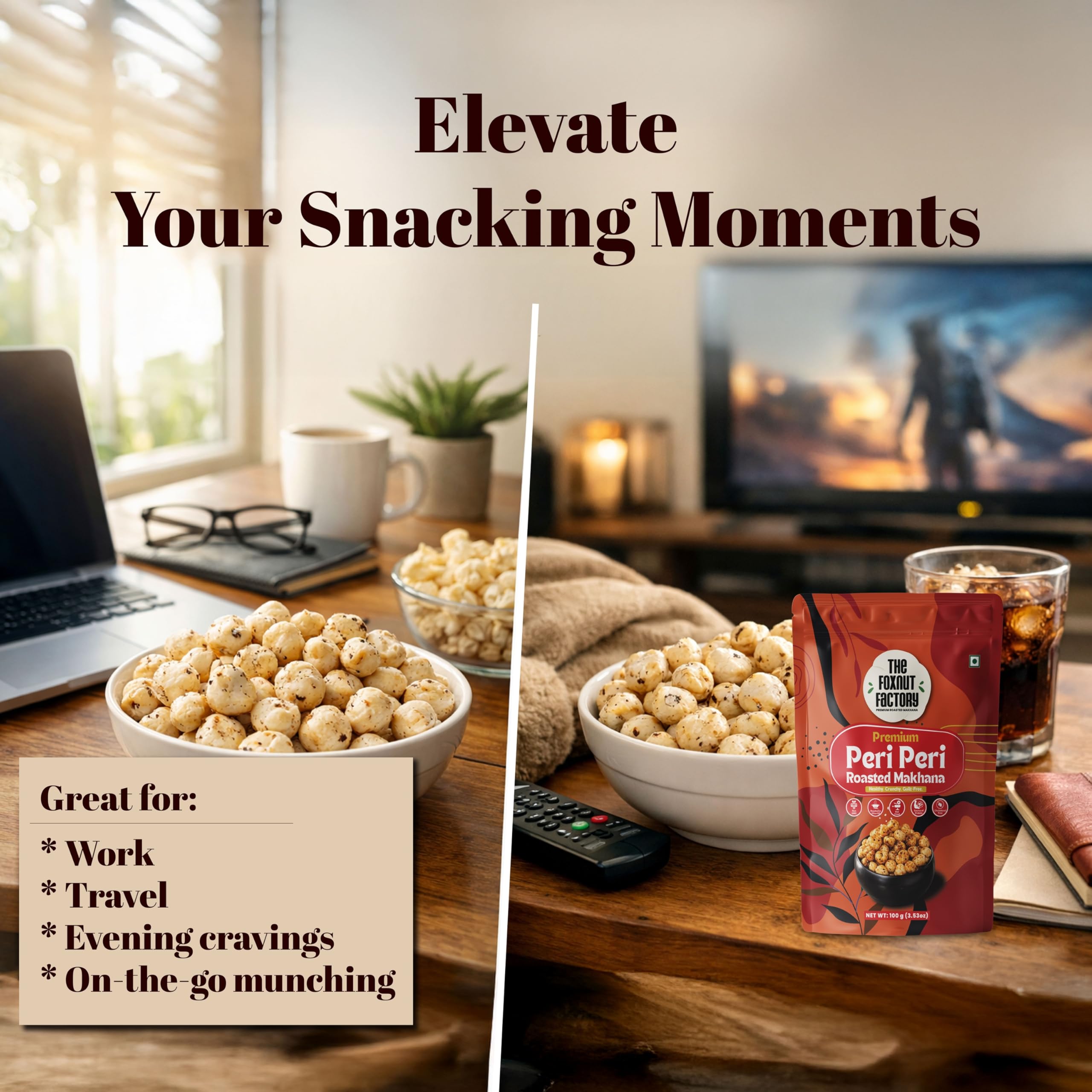 The Foxnut Factory Peri Peri Roasted Makhana (Fox Nuts) 100g | Crunchy Lotus Seeds | Healthy Ready-to-Eat Snack | Gluten Free | Not Fried 3