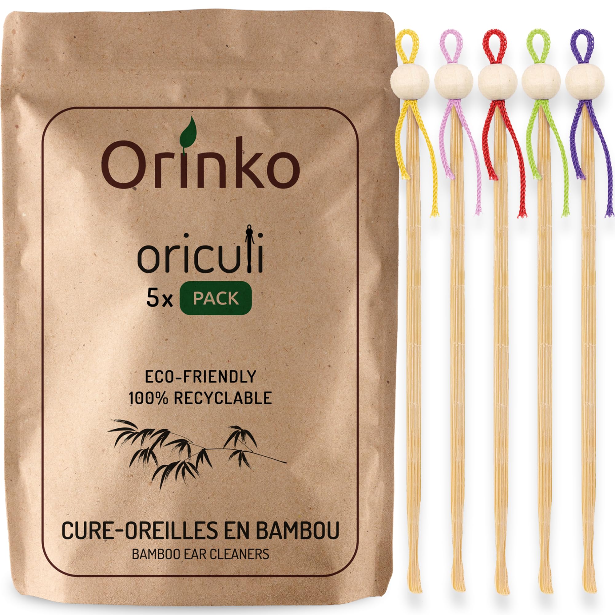 5 Oriculi Riutilizzabile di Bambù per la Pulizia dell’Orecchio - Sostituto Ecologico dei Cotton Fioc - Pulitore Orecchie Ecologico - Rimozione del Cerume | Soddisfatti o Rimborsati Entro 30 Giorni