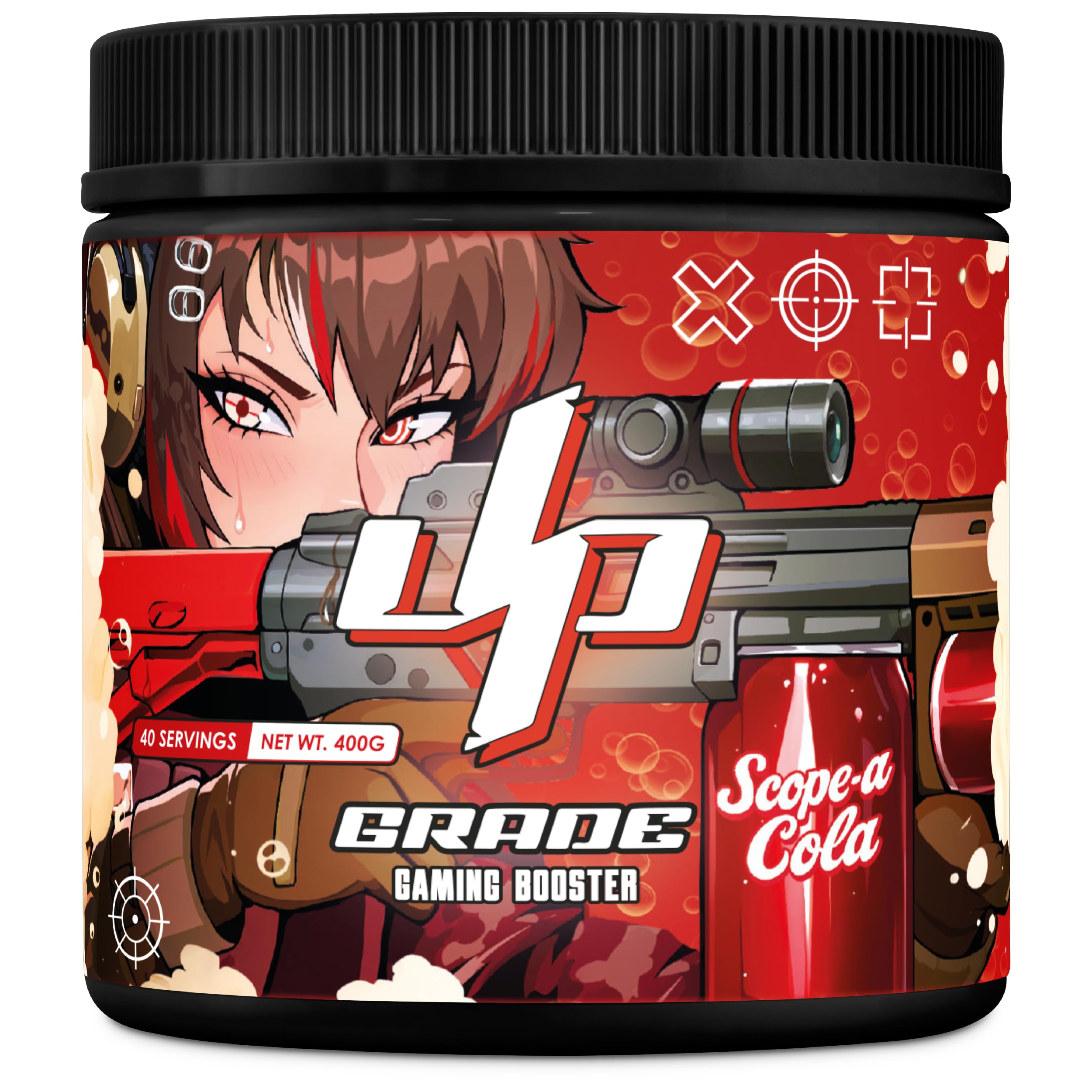UP-GRADE Gaming Booster – Polvere per Energy Drink per Focus ed Energia – 200 mg di Caffeina, L-Tirosina, Taurina, Vitamine e Magnesio – Bevanda Chiara e Rinfrescante – 40 Porzioni (400 g)