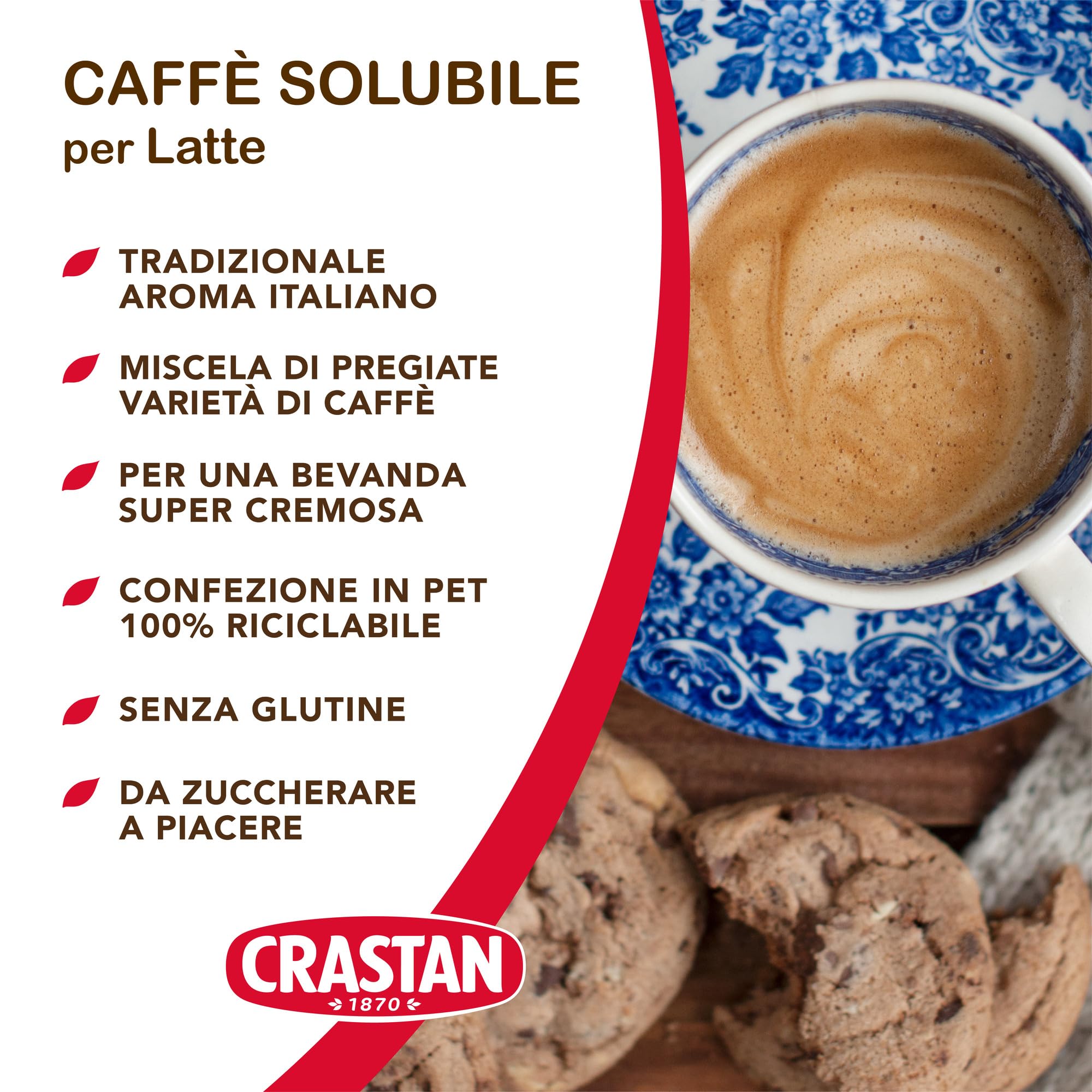 Crastan Caffè Solubile per Latte - 6 vasetti da 100 gr