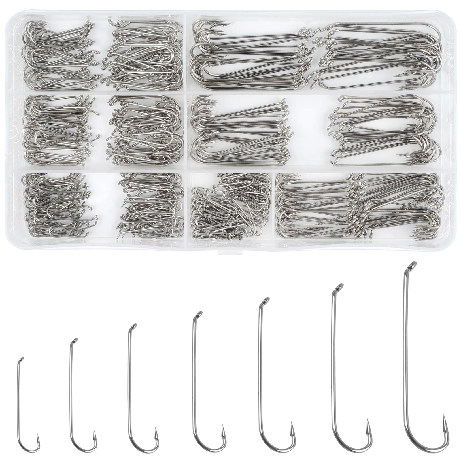 JSHANMEI Fly Tying Hooks, 480pcs, Aberdeen, Nymph, High Carbon Steel, Dry, Wet, Streamer, Pupa & Larva, Jig, Fishing Tackle Box