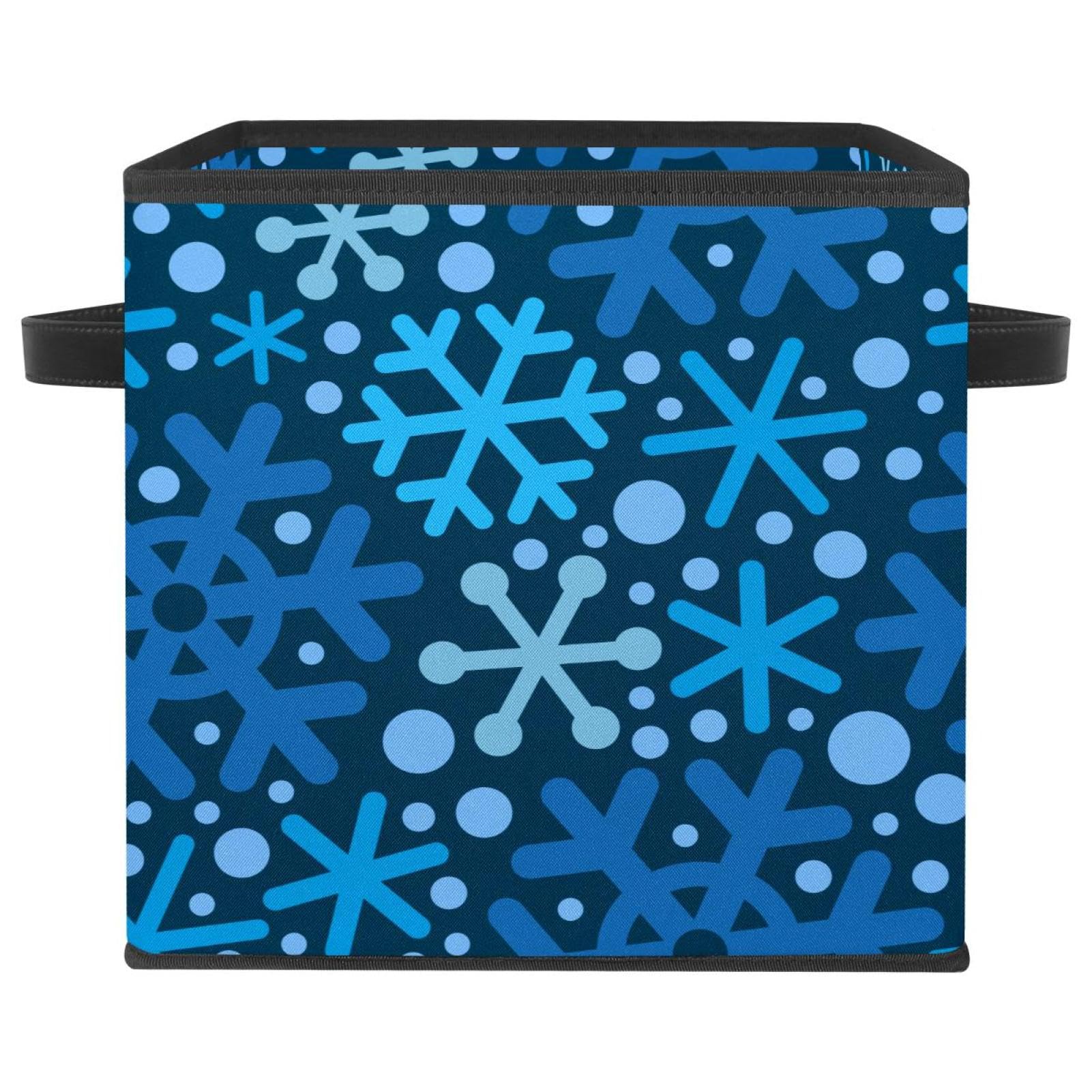 Boîte de rangement cube en tissu pliable à motifs de Noël bleu pour armoire