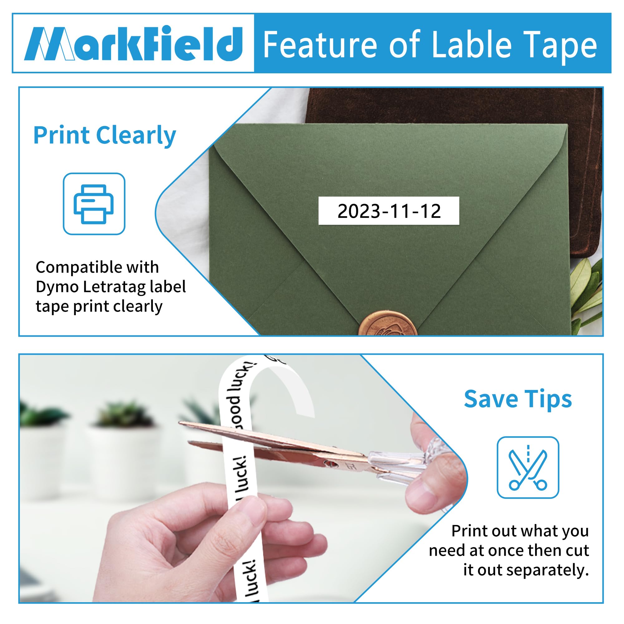 25x Compatibel met Dymo LetraTag 12mm x 4m Plastic White Label Tape 91221 91201, Compatibel met Dymo LetraTag Label Tape Plastic Tapes voor LT-100H LT -100T LT-110T 200B XR XM