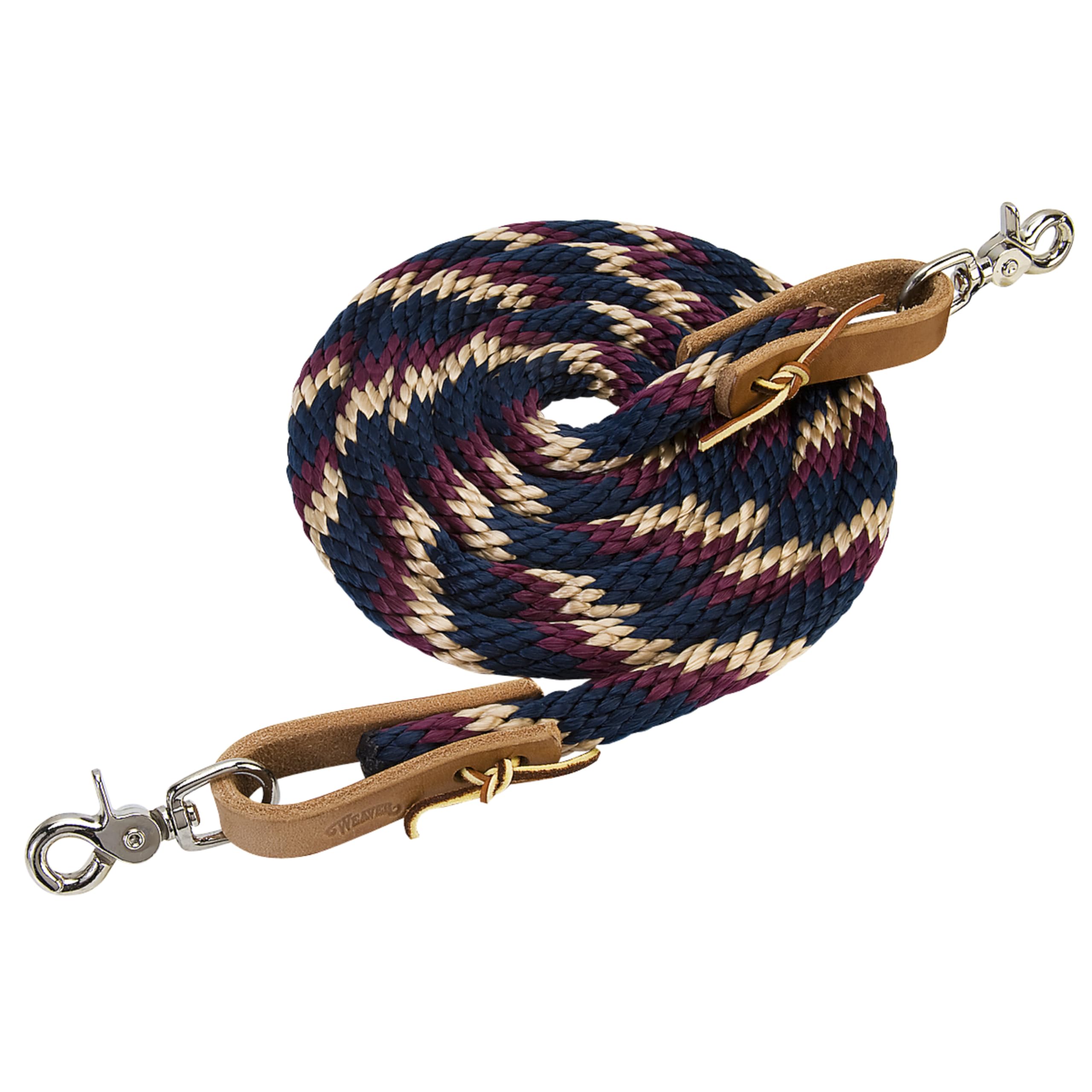 Weaver Leather Poly Roper Rein, Navy/Tan/Burgundy, 5/8 x 8'