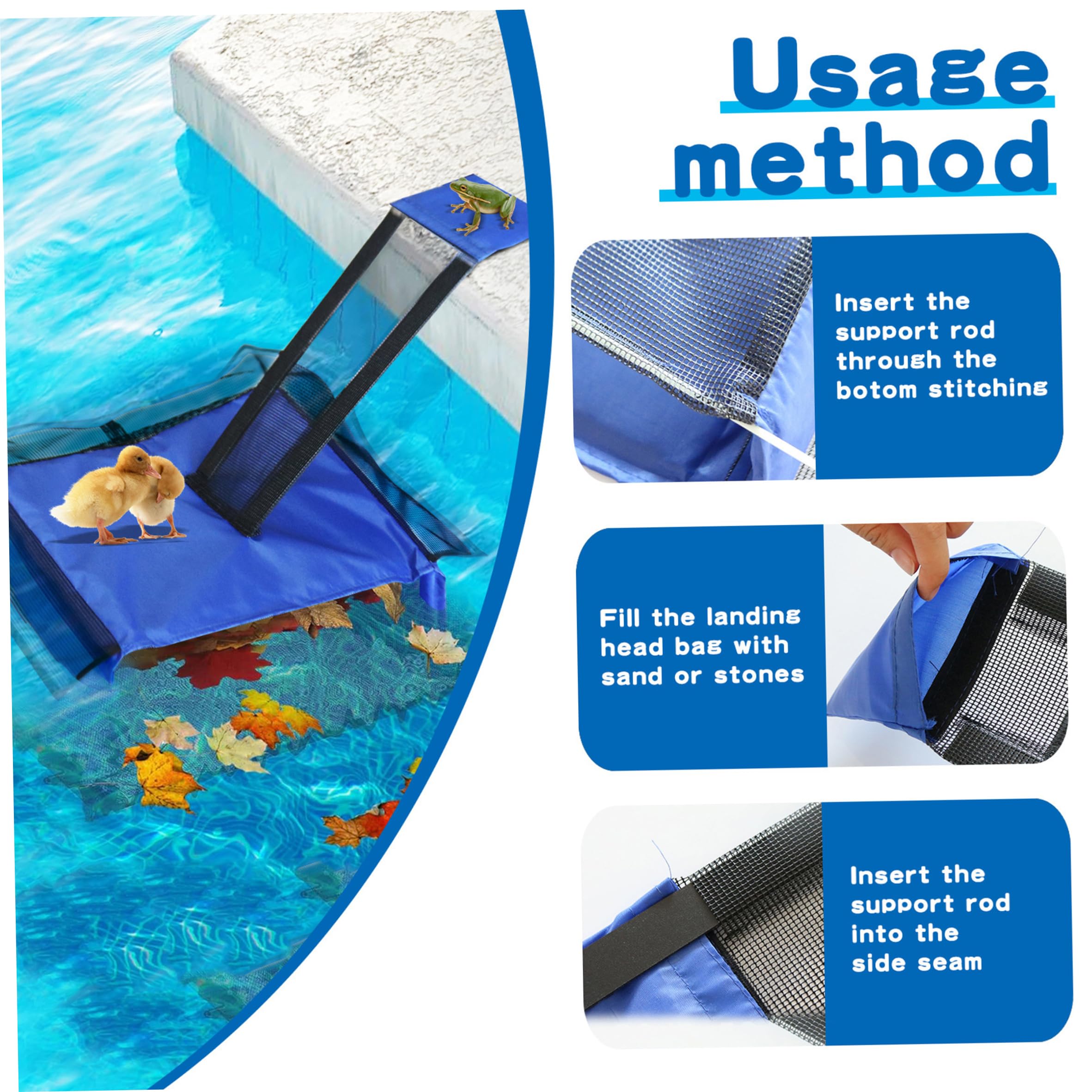 Attrape-Feuilles de Piscine, Rampe d'évacuation sécurisée des Animaux de Piscine, écumoire Flottante à Double Fonction 2 pièces