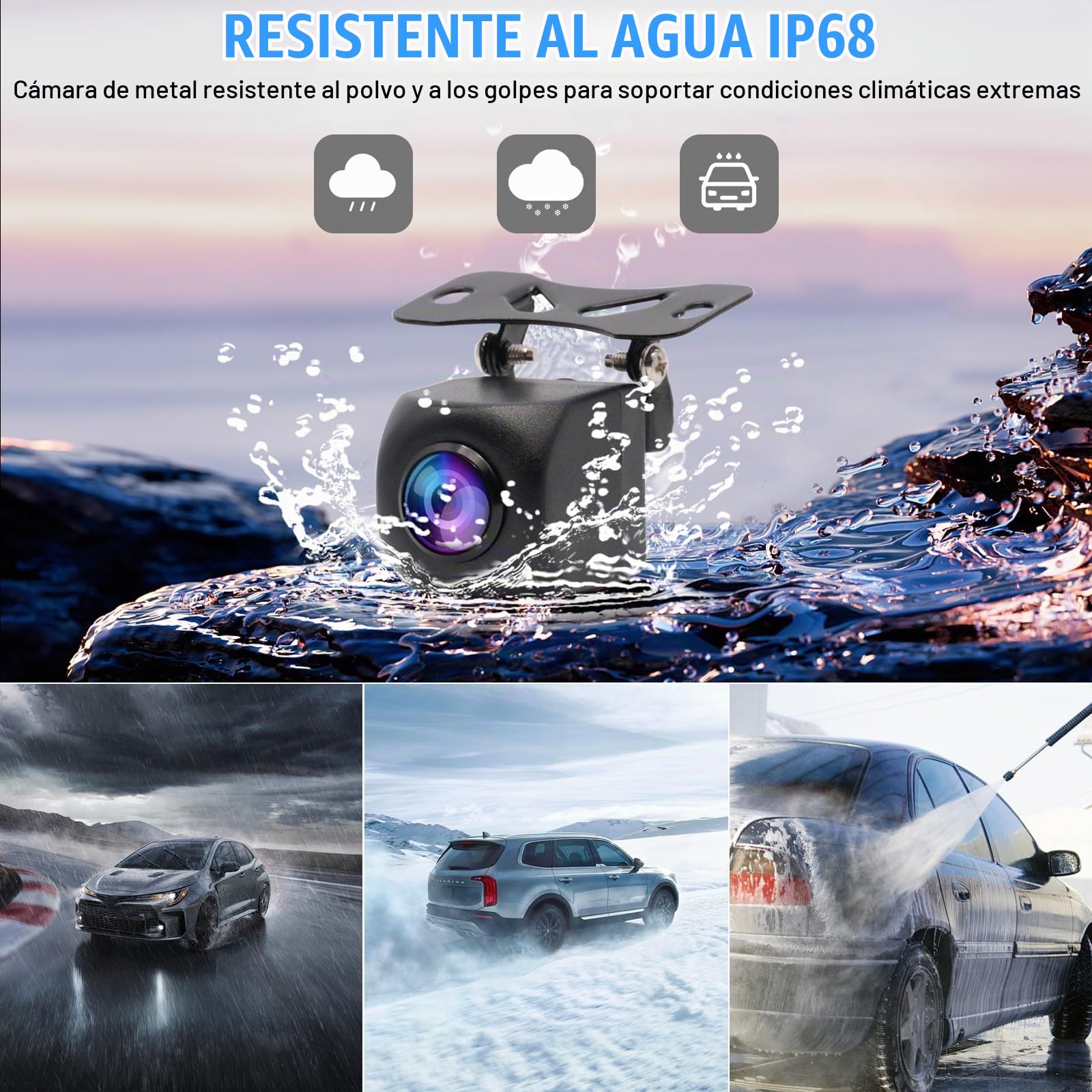OBEST Cámara Marcha Atrás Coche AHD, Camara Trasera Coche con Alarma Sonido | 1080P, Visión Nocturna, IP68 Impermeable Camara Aparcamiento Metal Gran Angular 145 para Auto Furgoneta Camion Universal 12V