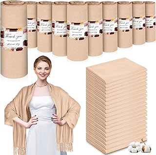 50 Pack Pashmina Shawl and Wrap Bulk Cashmere Scarf for Guest Wedding Favor Gifts Bridal Baby Shower Birthday Party