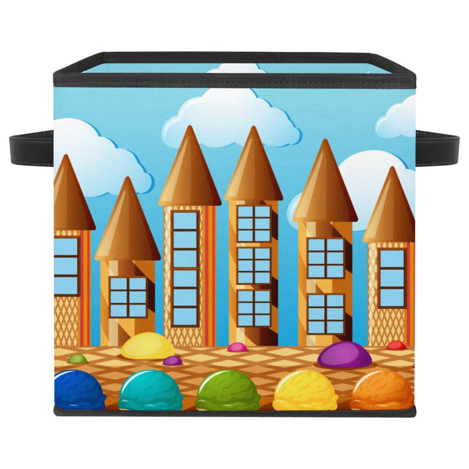 Boîte de rangement pliable en tissu motif glace pour ranger les jouets