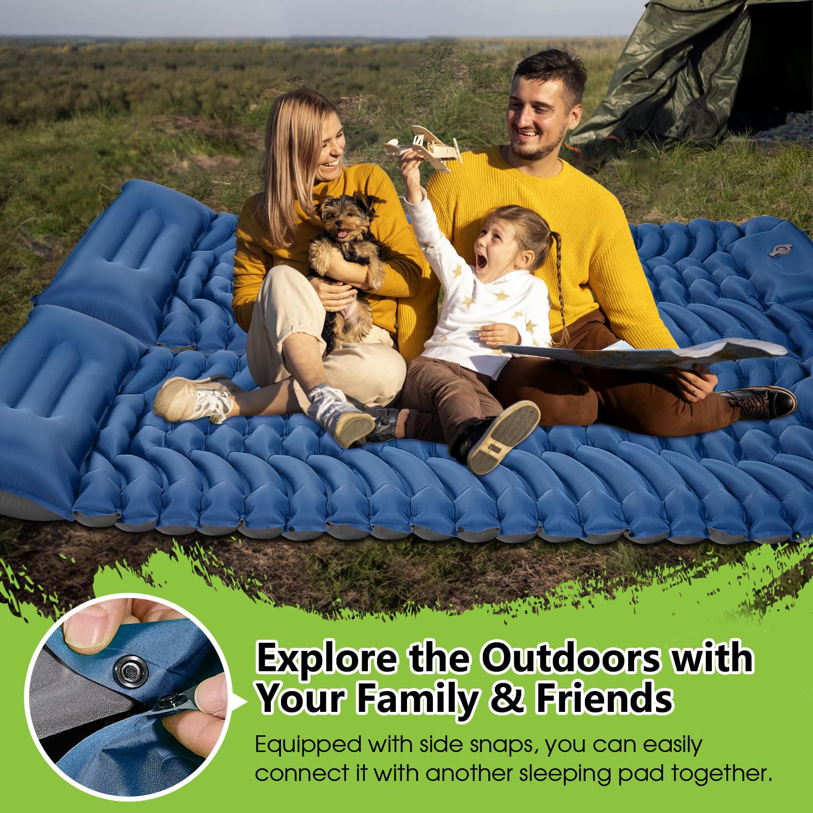 Colchón Plegable Colchoneta Autoinflable Para Camping - Ultraligera, Impermeable, Con Almohada Integrada, Ideal Para Exterior Material Nailon 40D TPU Impermeable