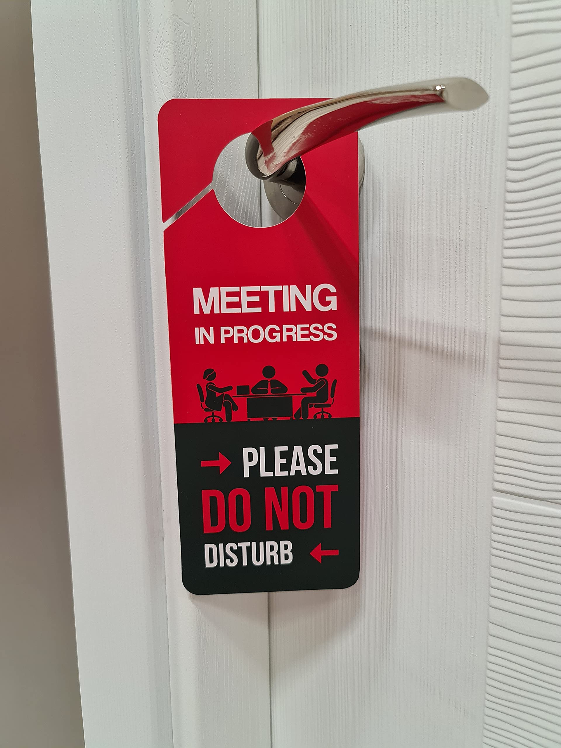 Chuniff 1 Piece Meeting In Progress Please Do Not Disturb Door Sign, Welcome Please Knock Double Sided Sign For Business, Meeting Room Sign For Office