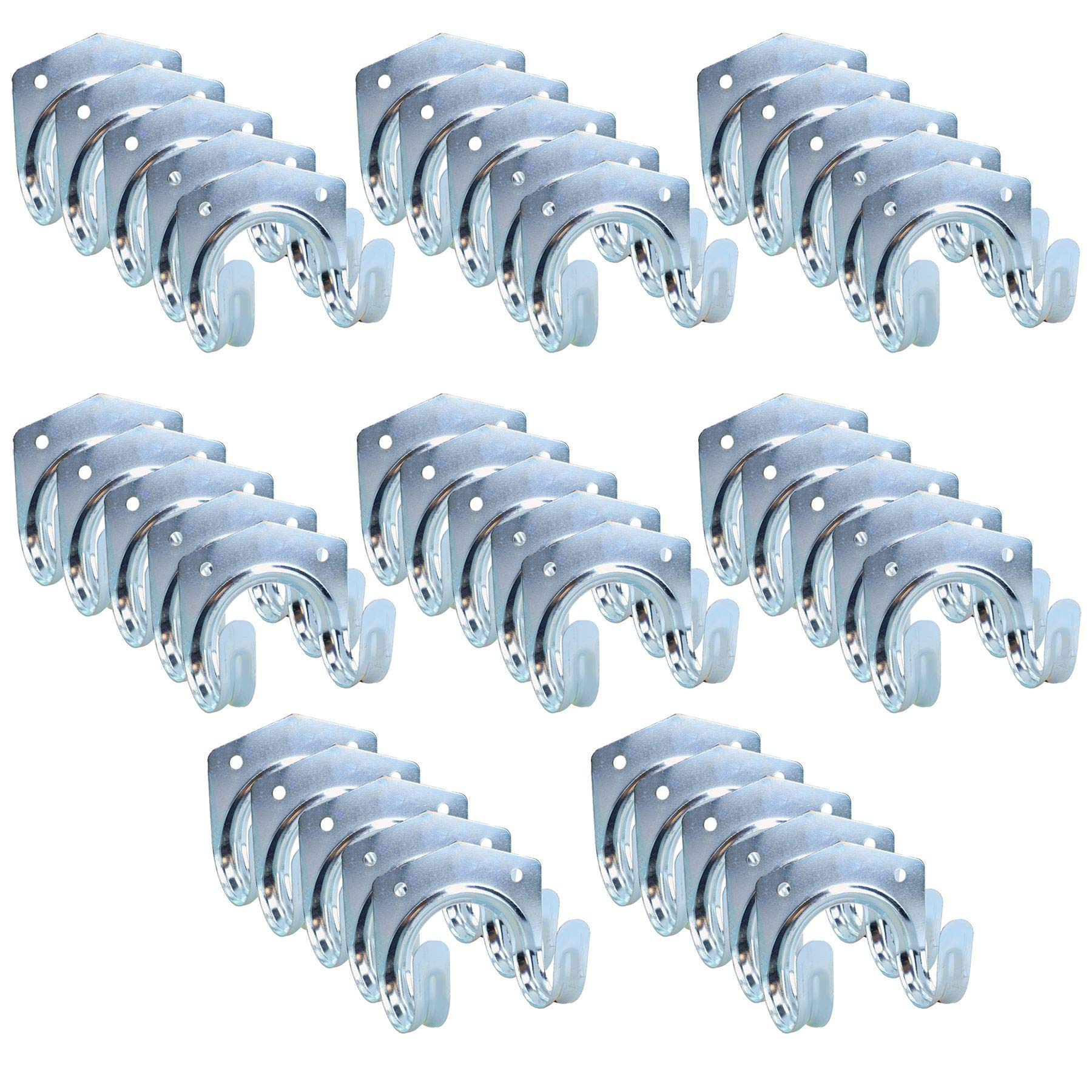 Lot De 8 Crochets Doubles En Métal Argenté + 16 Vis - Pour Rangement Garage, Jardin, Atelier