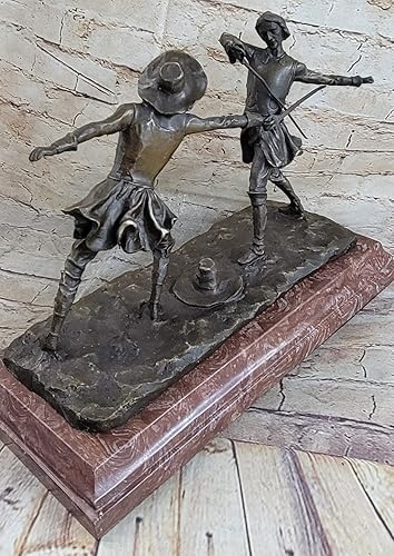 Miniatura 3 de Think Bronze - Figura de escultura de bronce con dos esgrimas, figura artística, base de mármol, regalo, arte finería, decoración brillante
