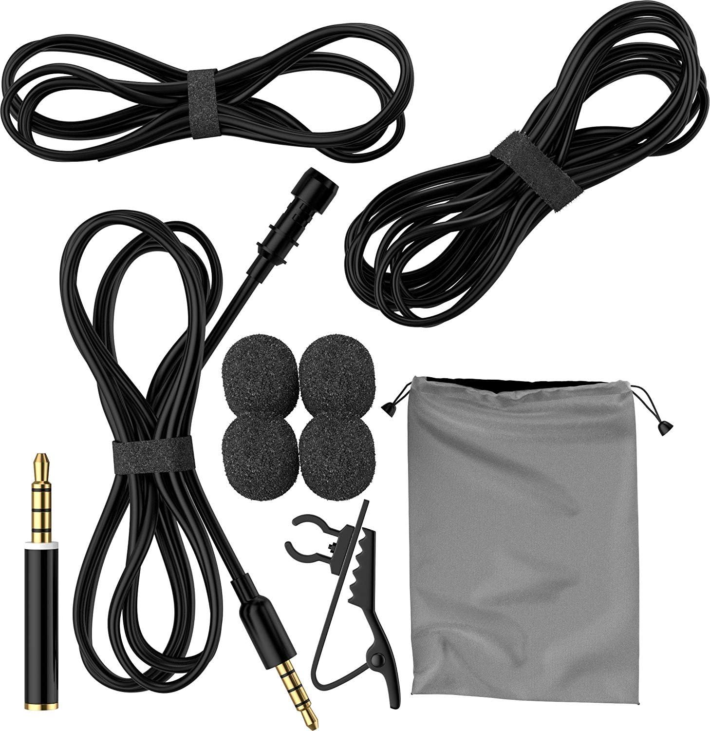 RockDaMic Professional Lavalier Microphone Best Clip-on System Lapel Mic Condenser for Recording, Youtube, DSLR, Interview and ASMR Microphone