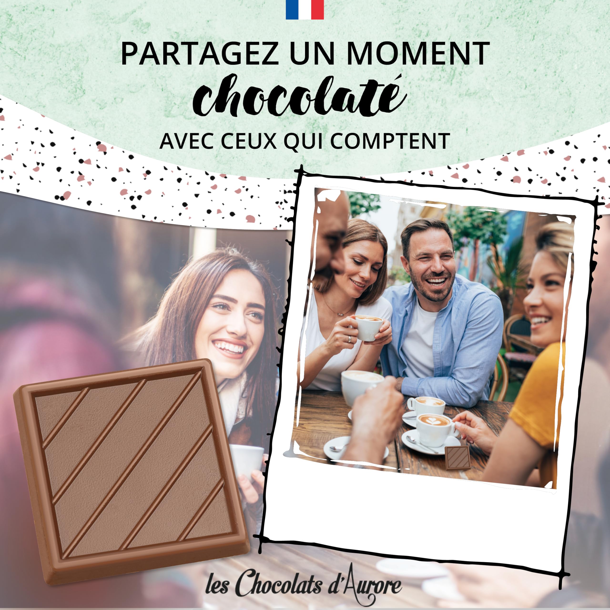 Coffret de Chocolats - Boîte de 70 Carrés de Chocolat Individuels au Lait et Céréales Croustillantes à Déguster ou Offrir - 100% Pur Beurre de Cacao - Fabriqué en France - 350 Gr