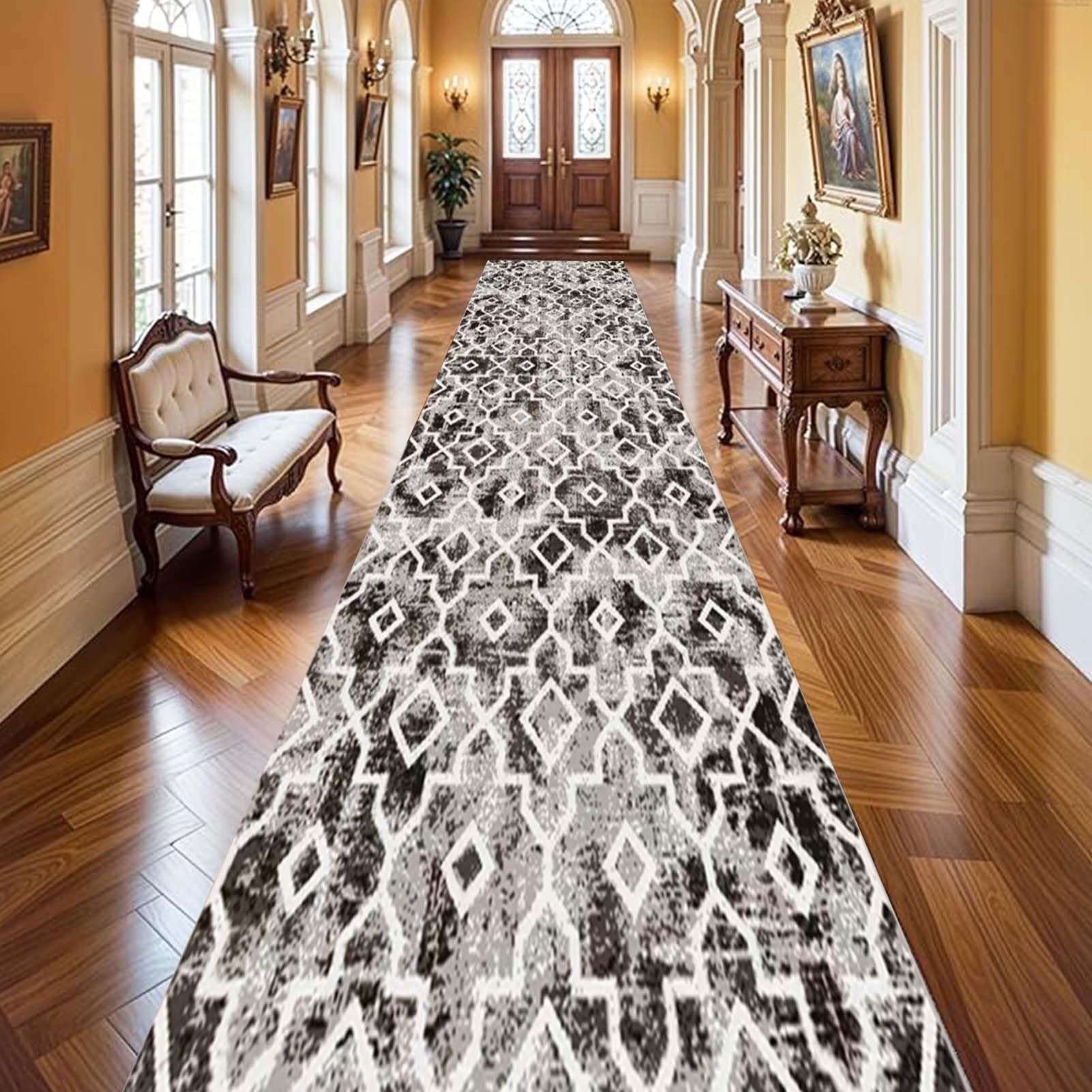 Whnoorher Extra Long Carpet Runner for Hallway, Vintage Rug Runners for Kitchen Corridor Passage Stair Laundry Room, Non Slip Narrow Floor Mat 200cm 250cm 300cm 350cm 4m 5m 6m(60×400cm/2ft×13.1ft)