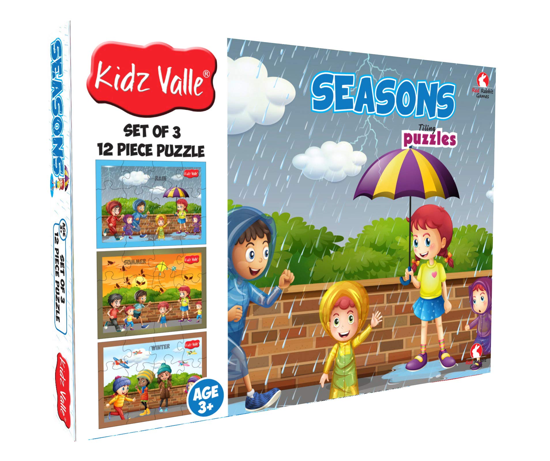 Kidz Valle 3 in 1 Indian Seasons Jigsaw Puzzle for Kids. 3 Jigsaw Puzzles, 12 Piece Puzzles for Age 3 Years and Above, Size: 18.4 cm x 13.3 cm