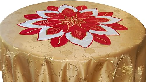 Miniatura 2 de Mantel pequeño bordado, elegante centro de mesa para mesa redonda o cuadrada, ideal para eventos, temporada de vacaciones y más, flor de pascua