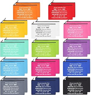 28 Pcs Inspirational Pencil Pouch Empowerment Makeup Cosmetic Bag for Women Birthday Christmas Friendship Gifts for Travel Organizer Pouch (Always Remember You Are Braver)