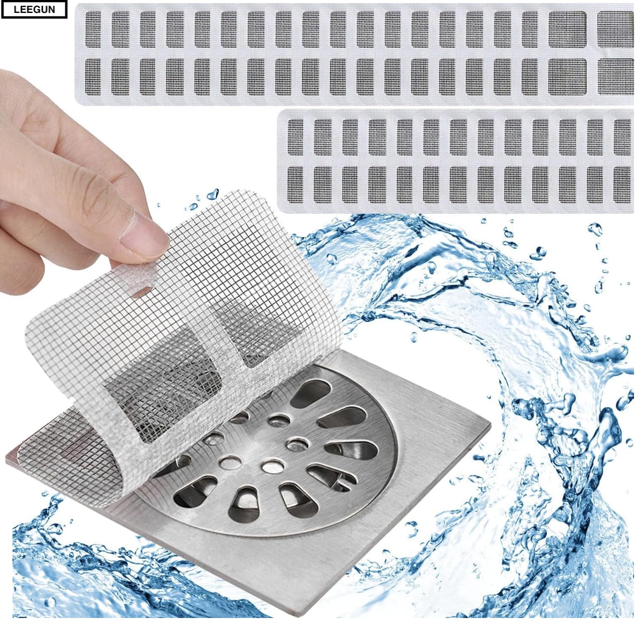 LEEGUN (60 pcs) Drain Mesh Stickers - Disposable Hair Catcher for Kitchen, Bathroom, and Bathtub Kitchen Sink Drain Rack Sink Strainer for Home Accessories - 10 * 10cm Easy to Remove and Replace (60) (B0D9FFNBBS) Amazon Price History, Amazon Price Tracker