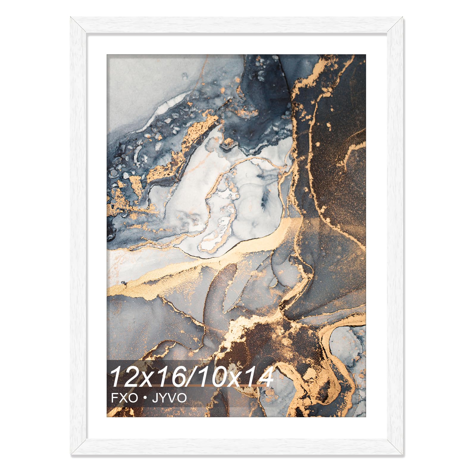 Photo 1 of **SLIGHT BENDS IN FRAME**Fxojyvo Engineered Wood 12x16 Frame White, Display Picture 10x14 with Mat or 12 x 16 Without Mat, Picture Frame with Wood-grain for Diamond Art Painting 30x40cm - 1 Pack