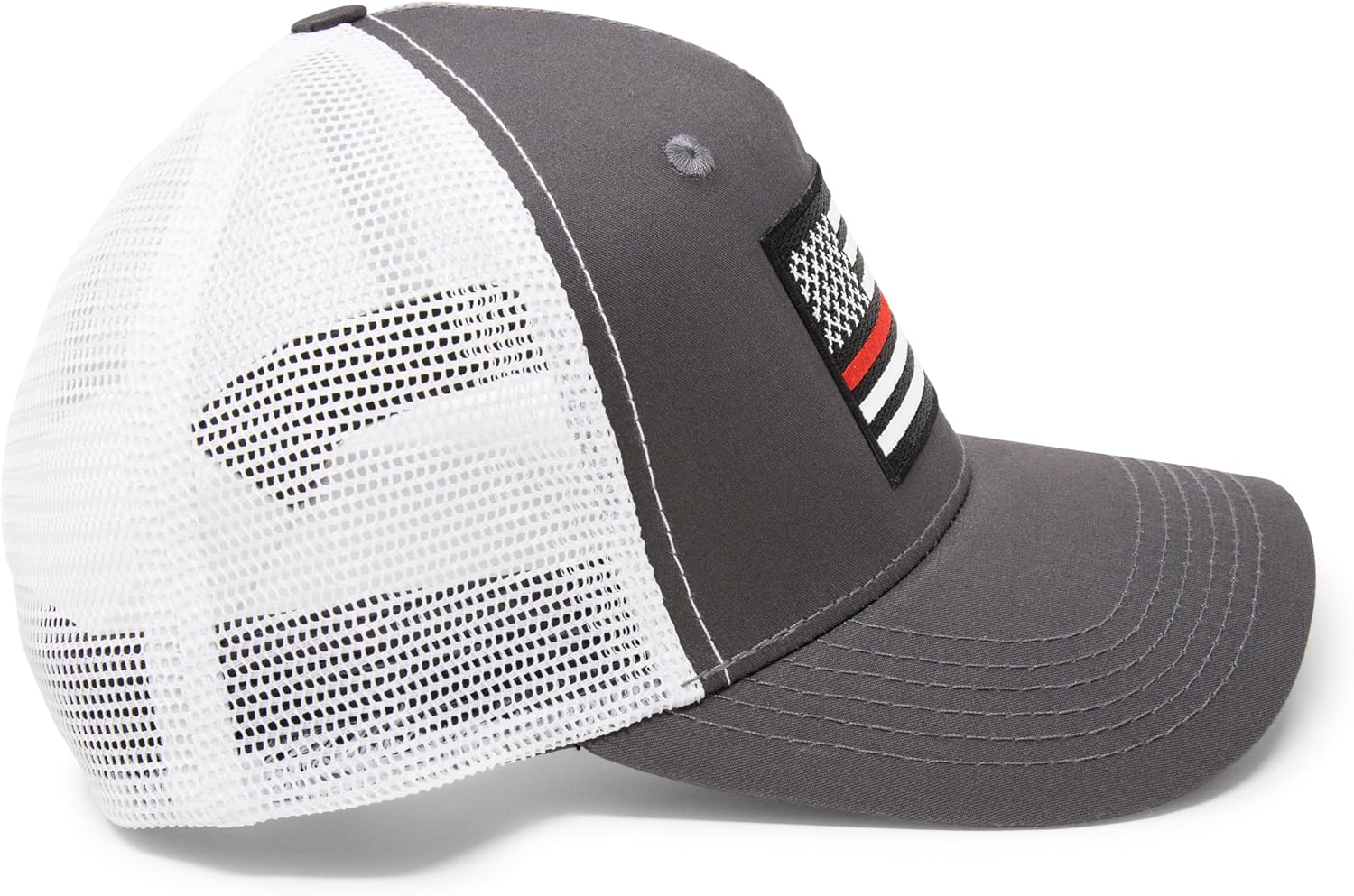 International Tie Thin Red Line Hat, USA Snapback Trucker Baseball Cap for Men & Women with Embroidered American Flag Patch