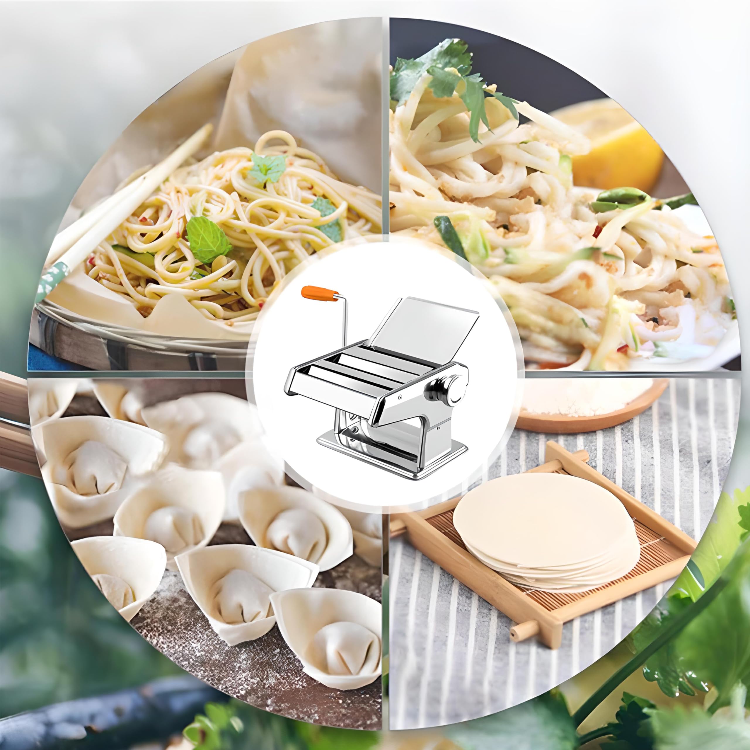 Retoo Macchina per Pasta Manuale in Acciaio Inox - Pasta Maker per Spaghetti, Lasagne, Tagliatelle - Rullo Con Fermaglio da Tavolo - Argento