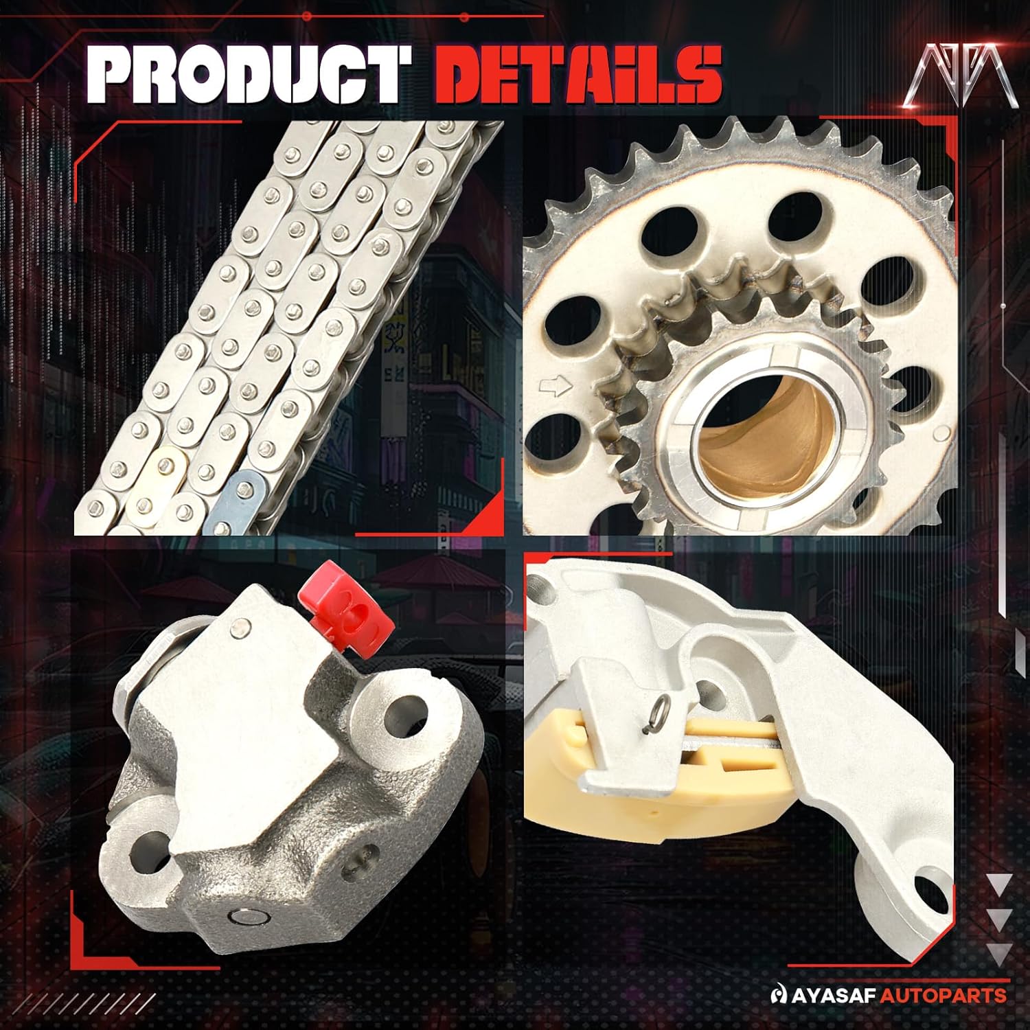 MAYASAF Engine Timing Chain Kit for Chevy Tracker 1999-03, for Suzuki Aerio 2002-07/Esteem 1999-02/Sidekick 1996-98/SX4 2007-09/Vitara 1999-03 2.0L L4