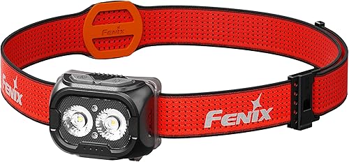 Fenix HL18R-T V2.0 - Linterna frontal negra recargable para senderosexteriores  800 lúmenes  410.1 ft  160 horas máx.  Vigas primarias duales -