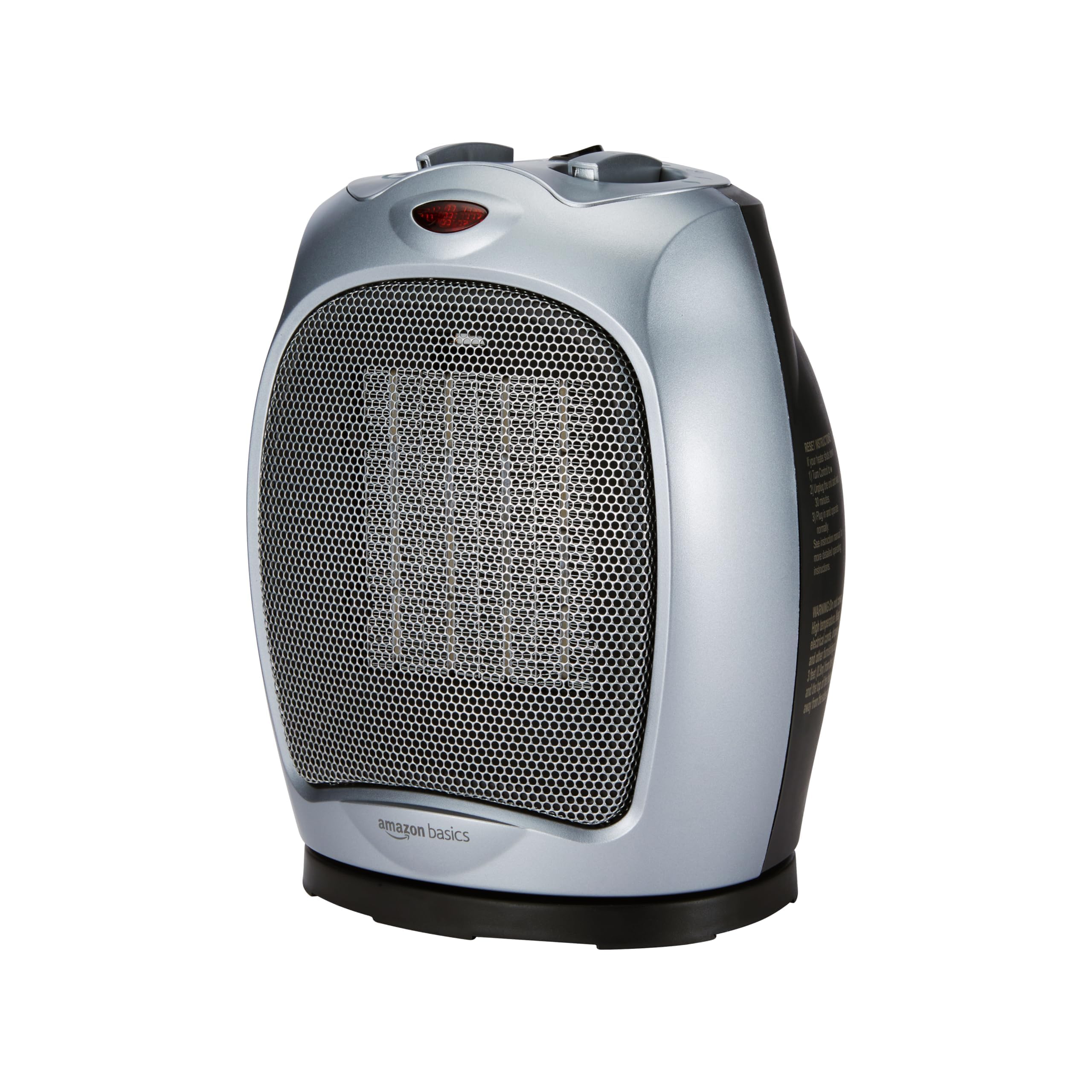 Amazon Basics 1800 Watt Ceramic Space Heater with Adjustable Thermostat - Silver