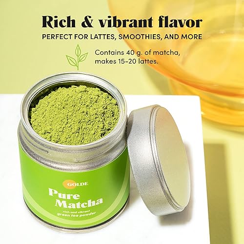 Miniatura 8 de GOLDE Pure Matcha – Polvo de té verde matcha de grado ceremonial japonés 100% puro – Superalimento con hongo de cola de pavo, extracto de hongo
