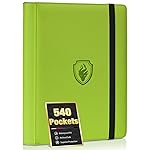 Premium 9 Pocket Card Binder for 540 Cards, Fabmaker PU Cover Trading Card Binder, Sturdy Card Collection Album, Sleek Card Holder Folders for YuGiOh, MTG, TCG, Game Cards & Sports Cards, Green