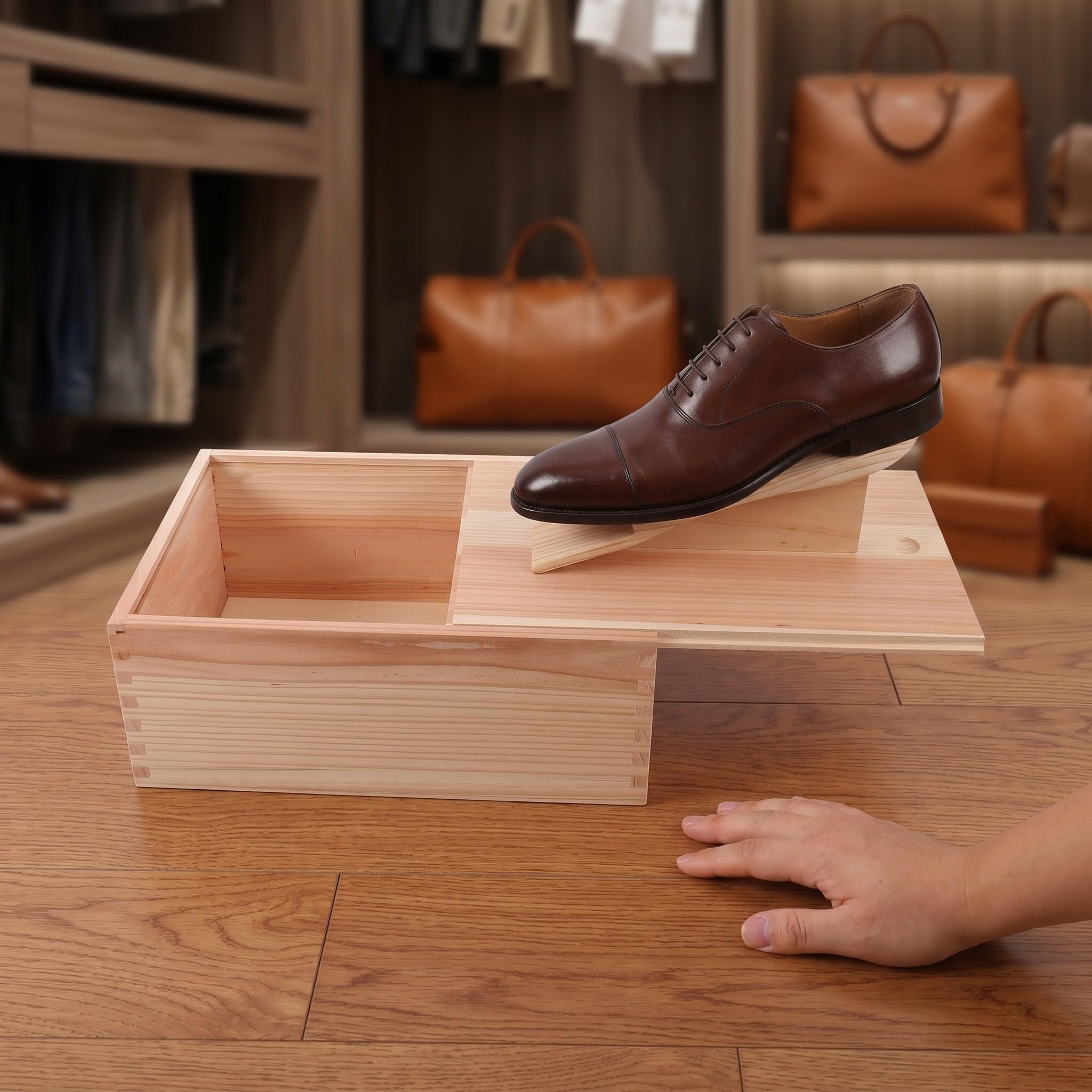 Schuhputzmittel Einfache Reinigung mit Fächern und Fußstütze Aufbewahrungsbox Modernes Minimalistisches Design Größe 28x20x20cm für Zuhause und gewerbliche Nutzung