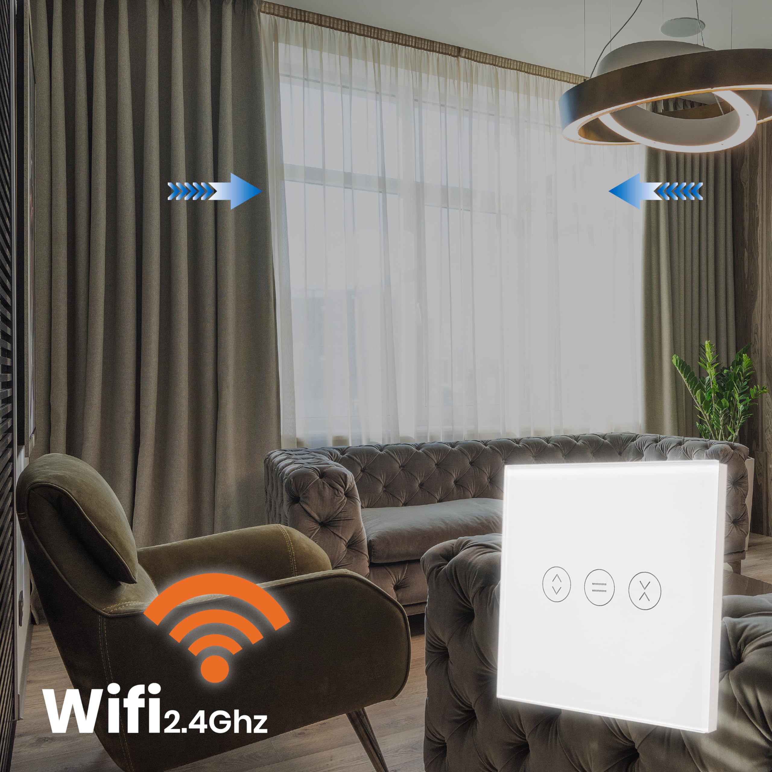 LED ATOMANT 4x Interruptor Cristal Wifi para Persiana App Smart Life/Tuya | Compatible con Alexa y Google Assistant