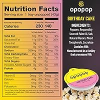 Vista 2 de OPOPOP Palomitas de microondas - Paquete de 6 tazas de palomitas de cumpleaños estilo pastel de cumpleaños, granos de palomitas de maíz gourmet sin