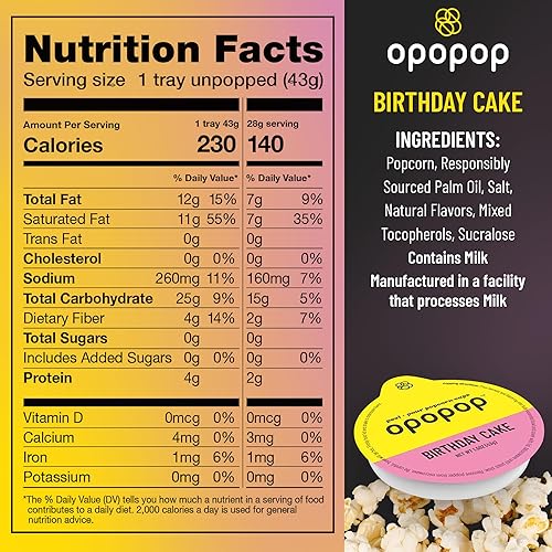 Miniatura 2 de OPOPOP Palomitas de microondas - Paquete de 6 tazas de palomitas de cumpleaños estilo pastel de cumpleaños, granos de palomitas de maíz gourmet sin