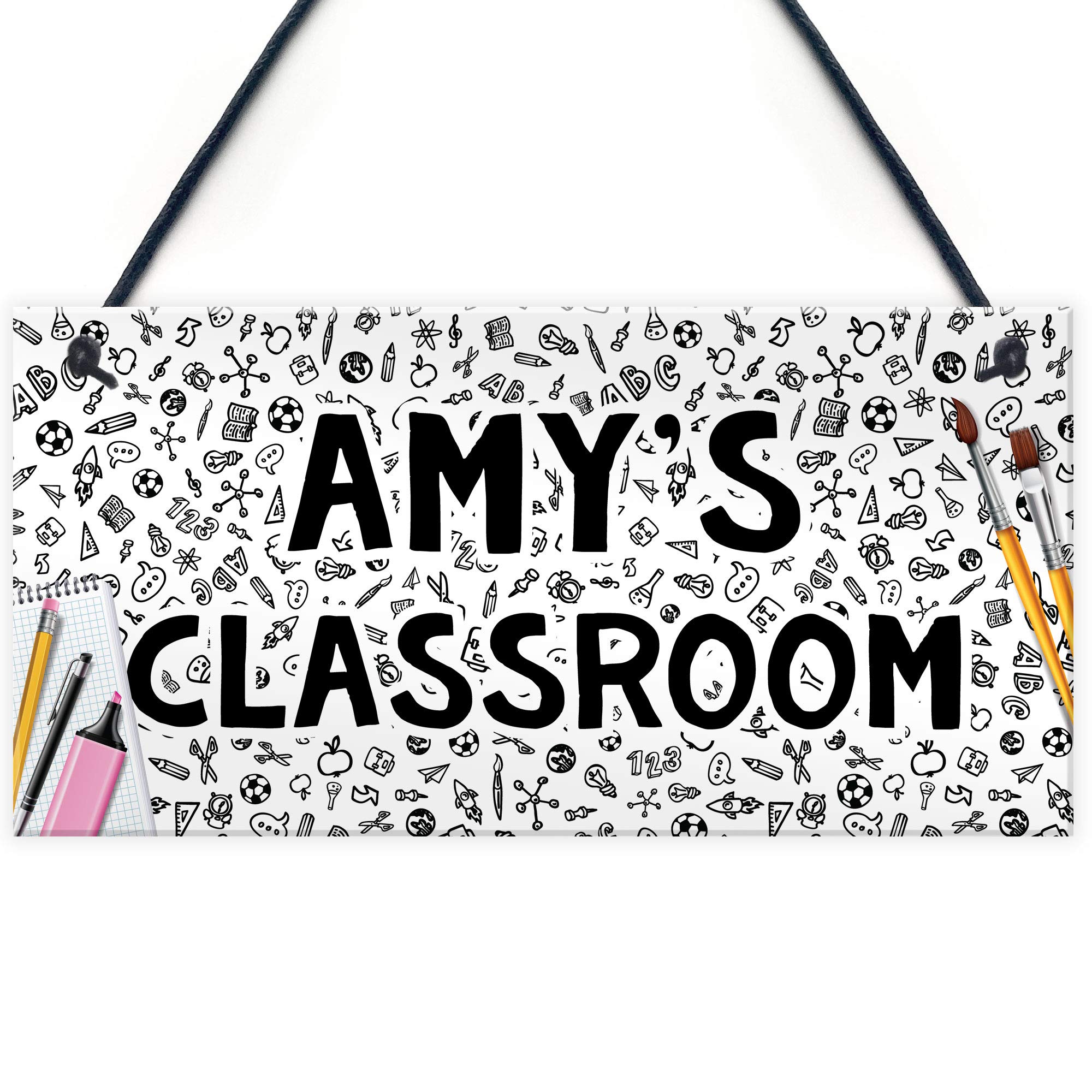 Hanging Classroom Sign Personalised Gift For Daughter Son Teacher Gift School Plaque