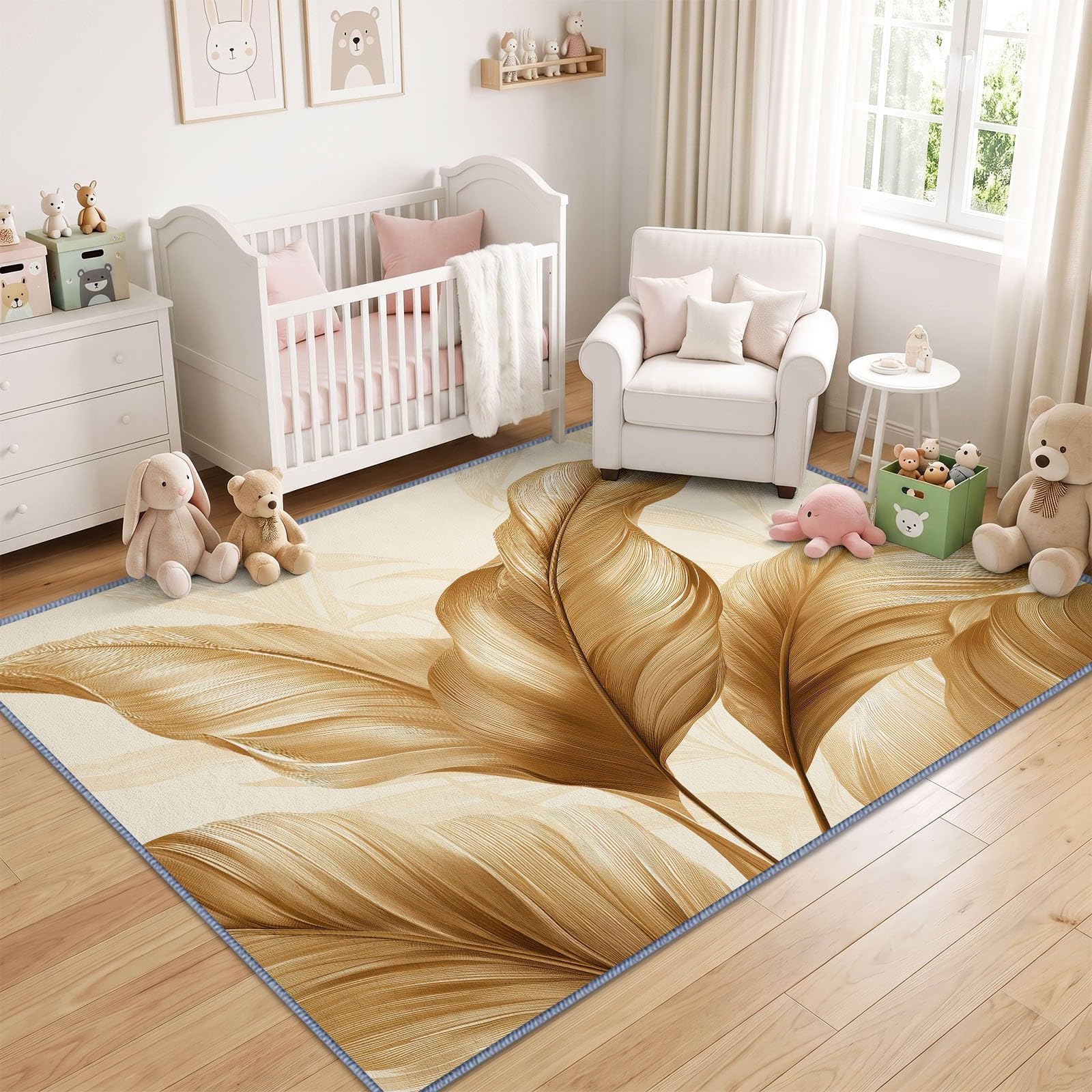 Generisch Waschbar Teppich Wohnzimmer 180x240 cm Blattgold Textur