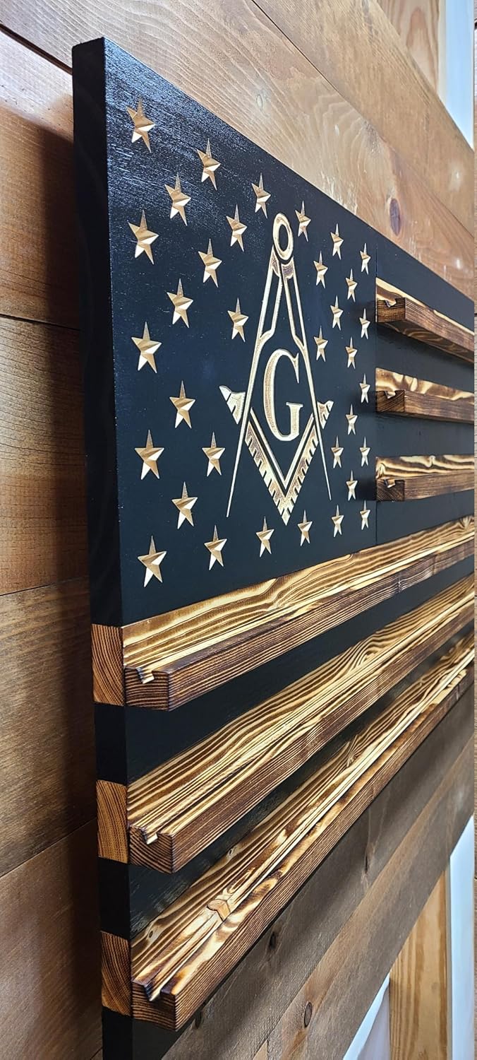 Freemason Masonic Square and Compass Challenge Coin Holder Display, Holds 90-100 Coins, for Military, Police, Law Enforcement, First Responders, Custom Handmade Quality, Made in Texas