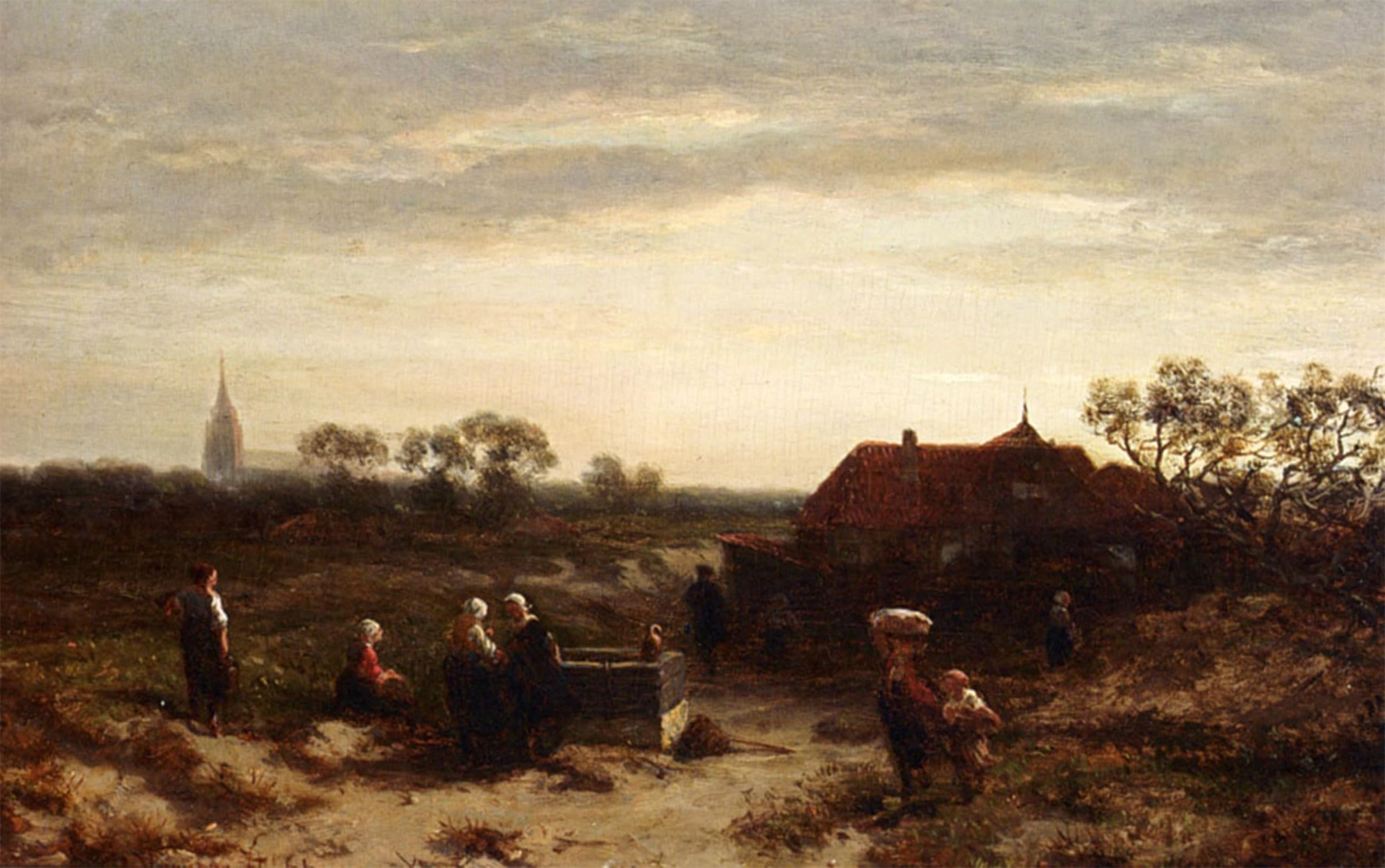 ARTXLXXBN Famous Art Print Poster Vintage Wall Art Figures in the Dunes Near Scheveningen by Leonardus Verveer Canvas Art Poster for Home Decor 60x90cm
