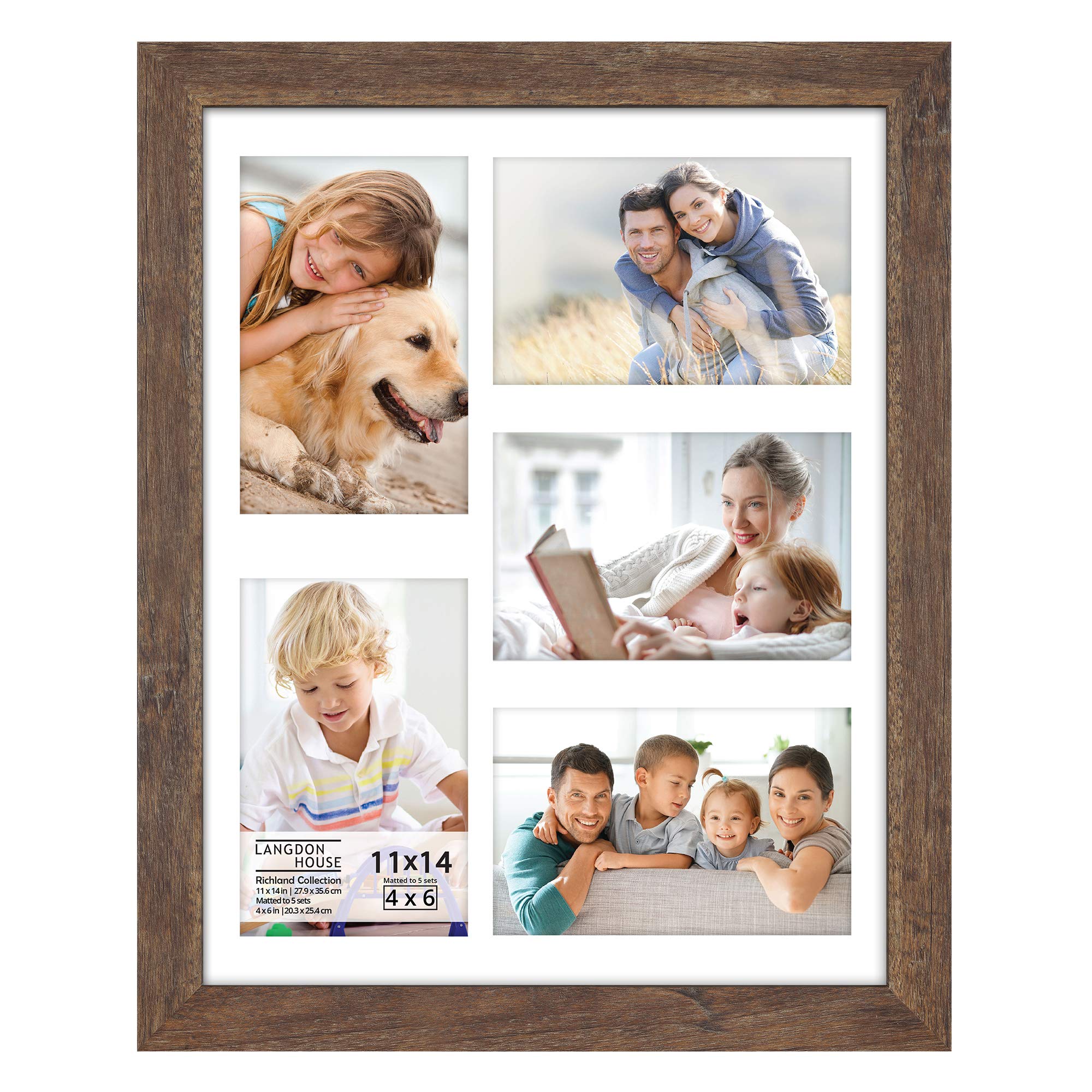 Buy Langdon House 11x14 Rustic Brown Collage Picture Frame w/Mat for 5