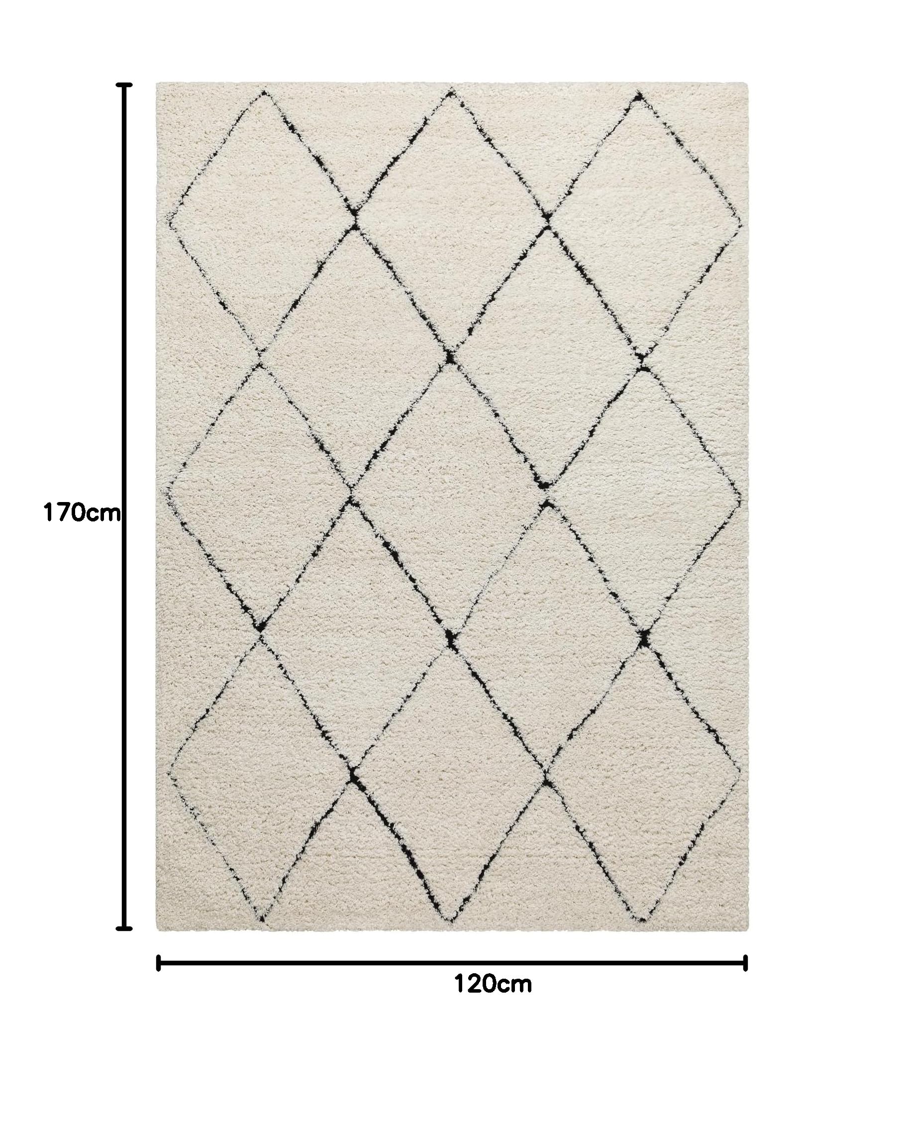 Wecon Home, Alfombra moderna de pelo largo – estilo bereber para salón, pasillo, dormitorio, estudio Two (120 x 170 cm, crema beige)