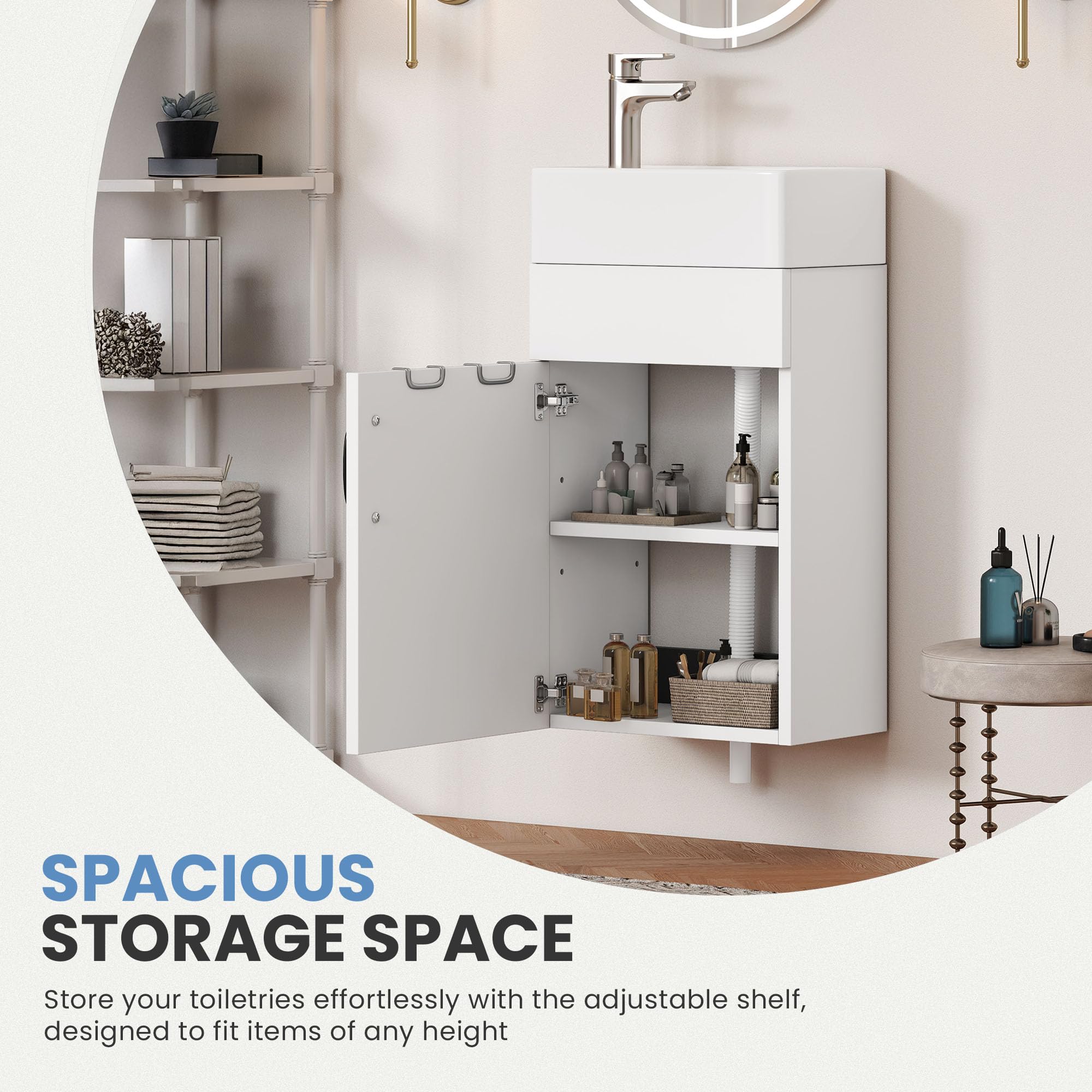 YITAHOME Waschtisch mit Unterschrank 40 cm Waschbeckenunterschrank, Badmöbel-Set mit Waschbecken für kompakte Bäder, Gäste WC, Sink with Vanity Cabinet, weiß