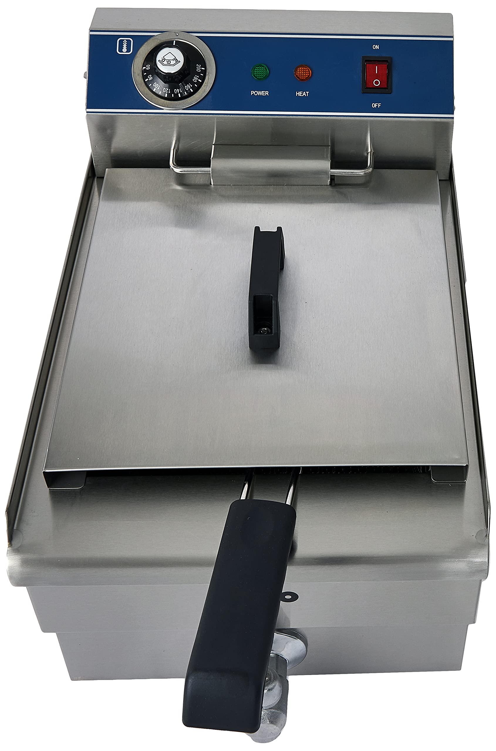 SARO FT 13 - Friggitrice da 13 l, con rubinetto di scarico, vasca arrotondata con zona fredda, regolazione della temperatura da 0 a 180 °C, elemento riscaldante estraibile, da 3,3 kW